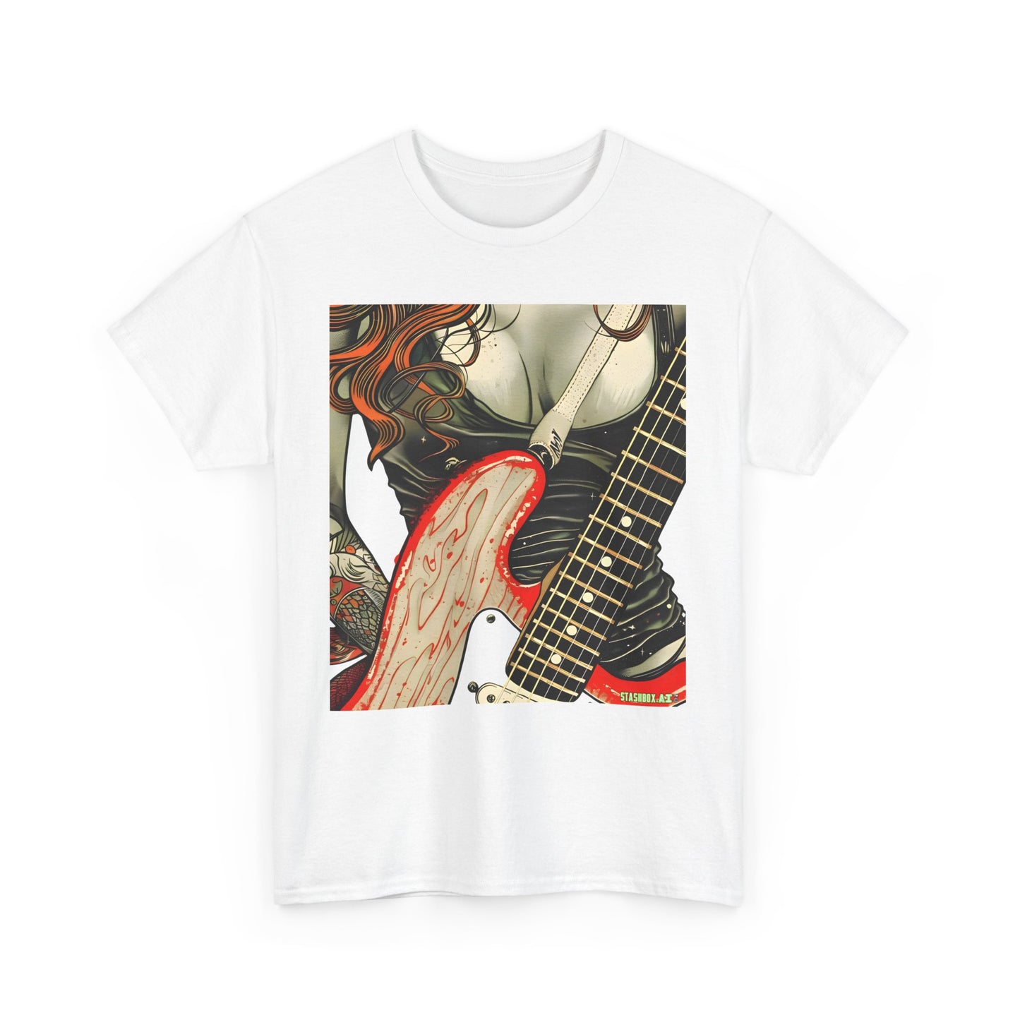 Unisex Heavy Cotton T-Shirt  Girl Guitarist Rocking 010