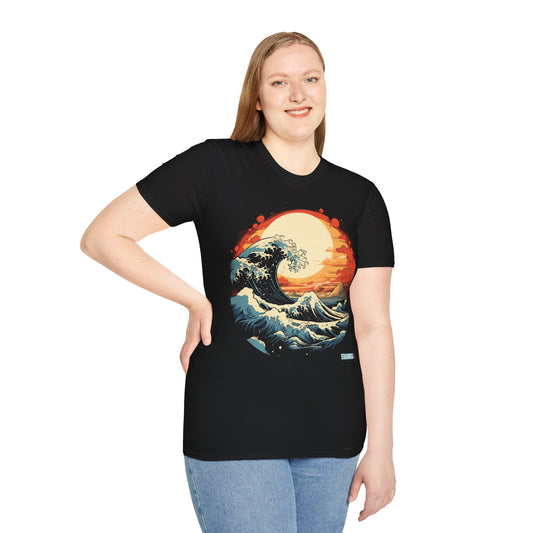 Unisex Softstyle T-Shirt Colorful Sunset Wave - Japanese Art Style - 42