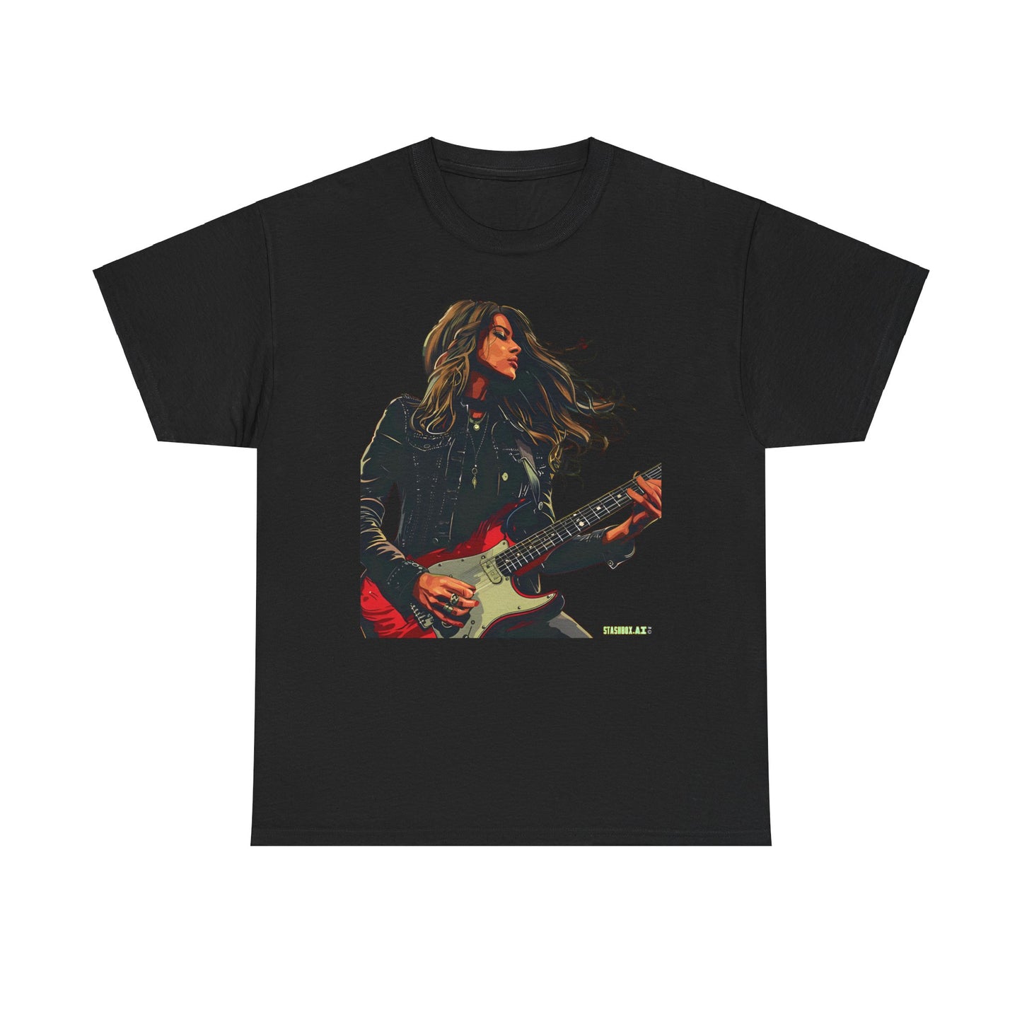 Unisex Heavy Cotton T-Shirt  Girl Guitarist Rocking 006