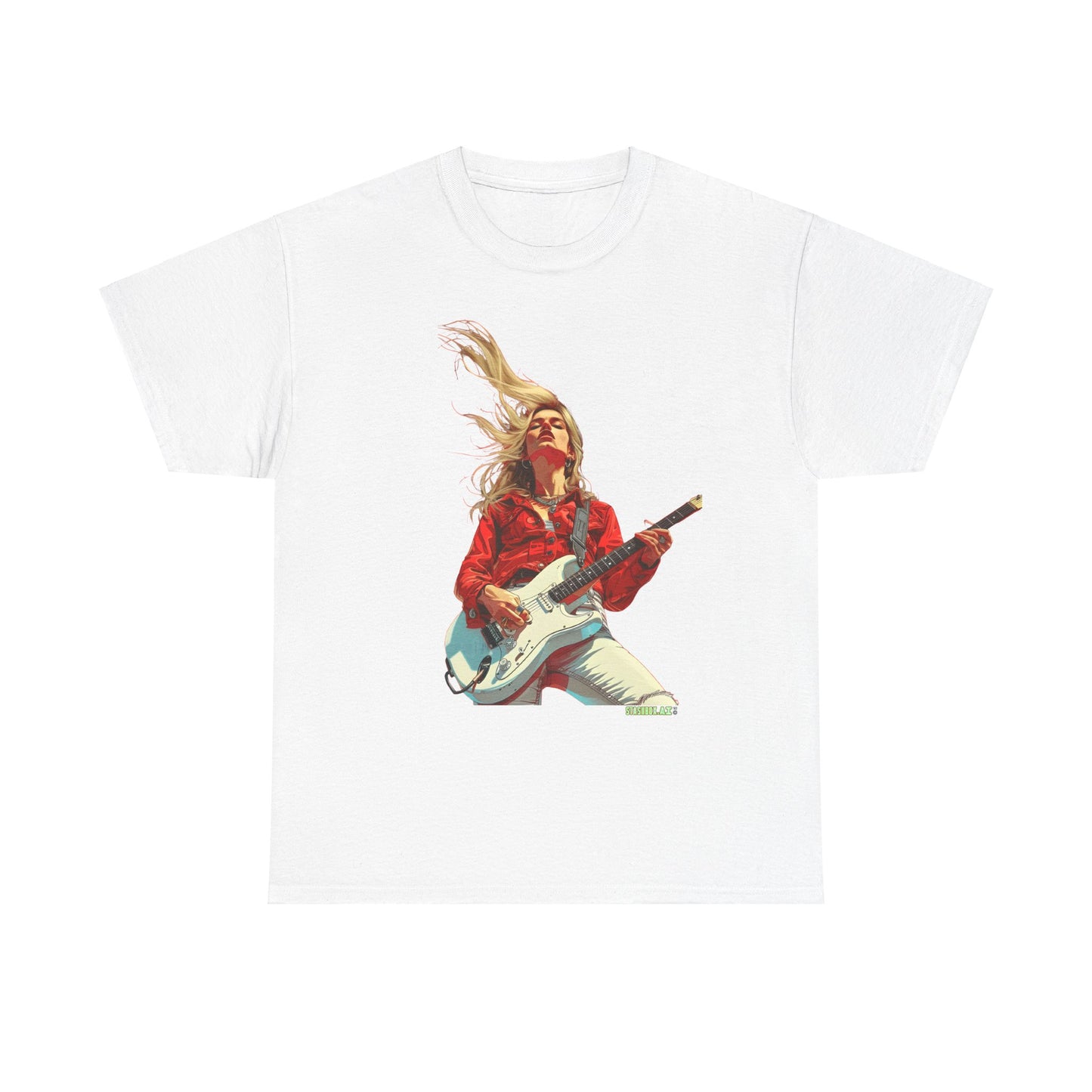 Unisex Heavy Cotton T-Shirt  Girl Guitarist Rocking 015