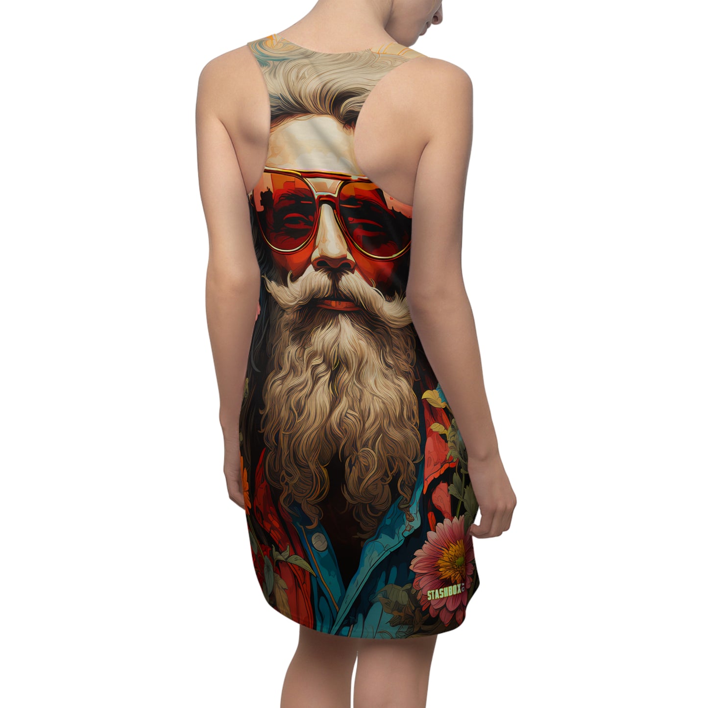 Women's Cut & Sew Racerback Dress (AOP) Serious Hippy Headshot - Psychedelic #002