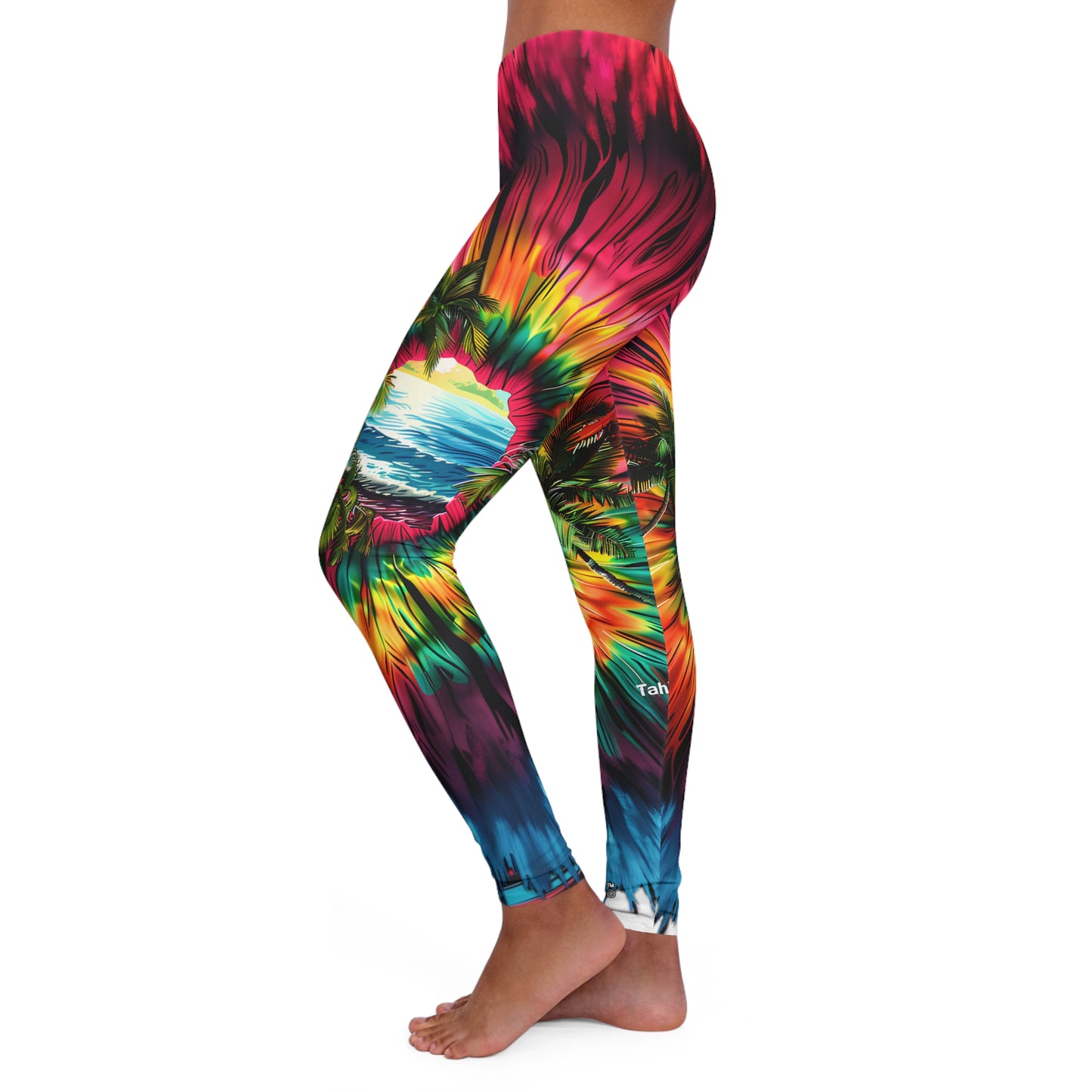 Women's Casual Spandex Leggings (AOP) Psychedelic Tropical 001