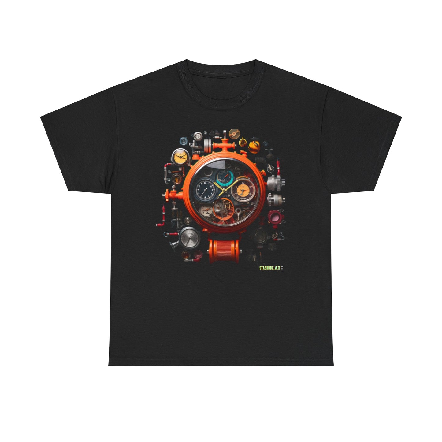 Unisex Heavy Cotton Tee Watch Gauges Knolling Art Style #010