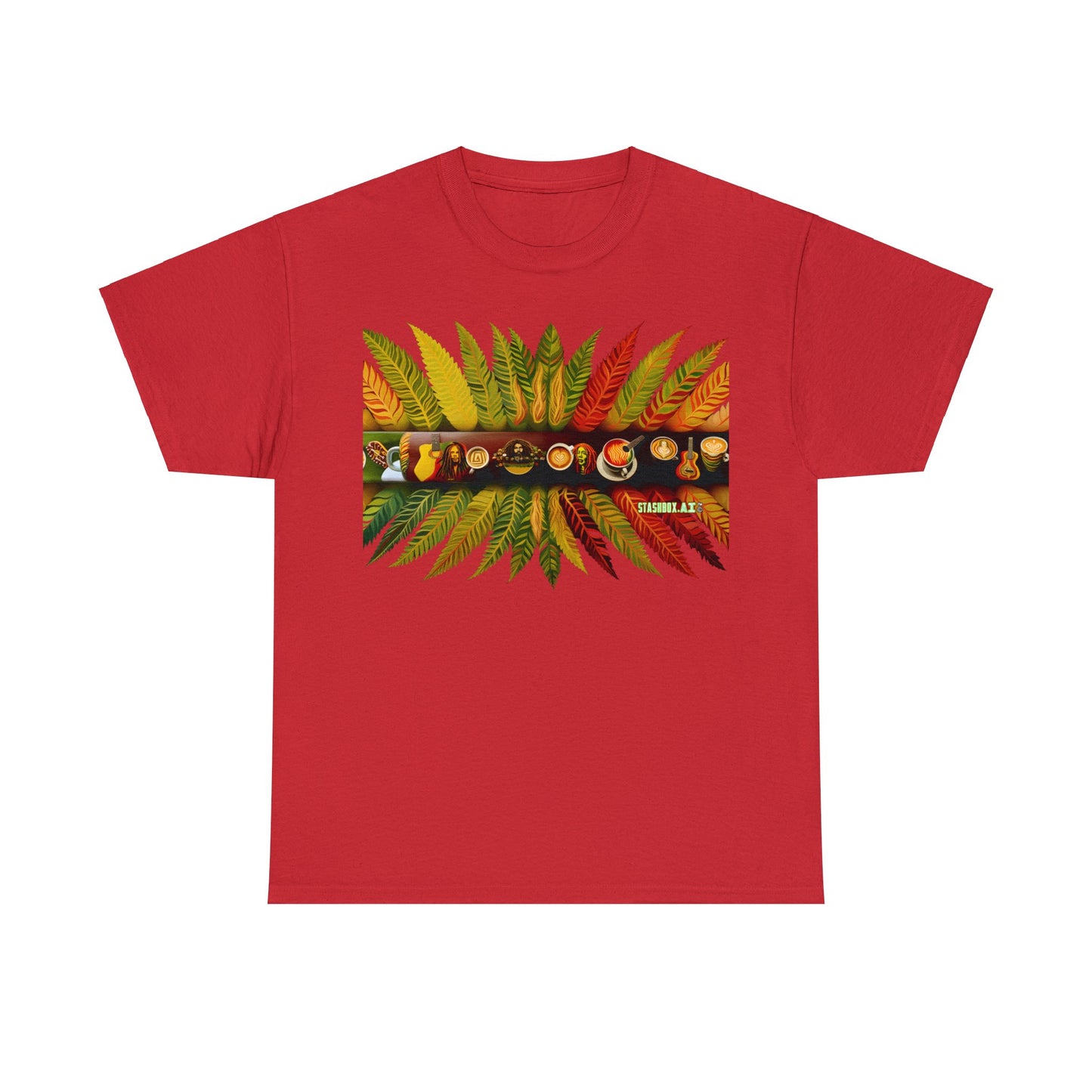 Unisex Adult Size Heavy Cotton Tshirt Reggae.Land Latte Art 001