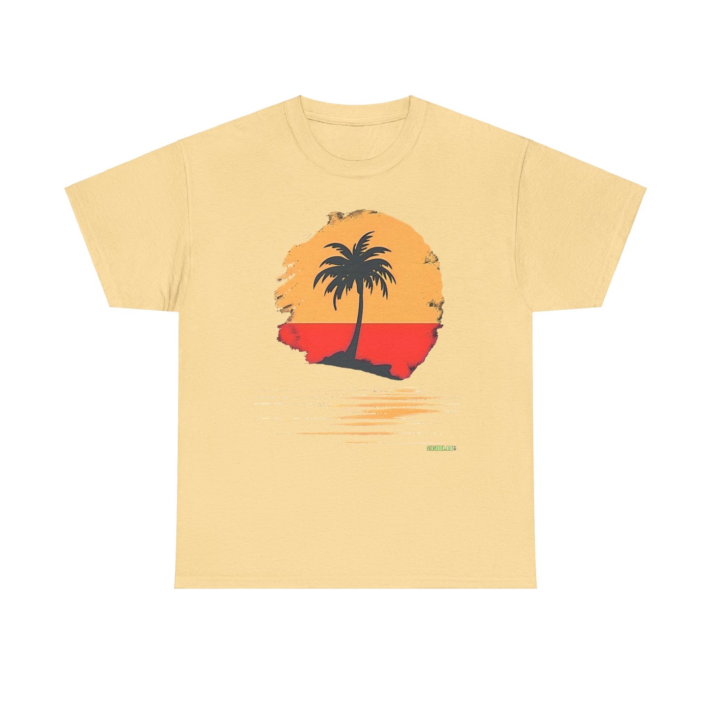 Unisex Heavy Cotton Tee Tropical Rasta Colors Minimalism 003