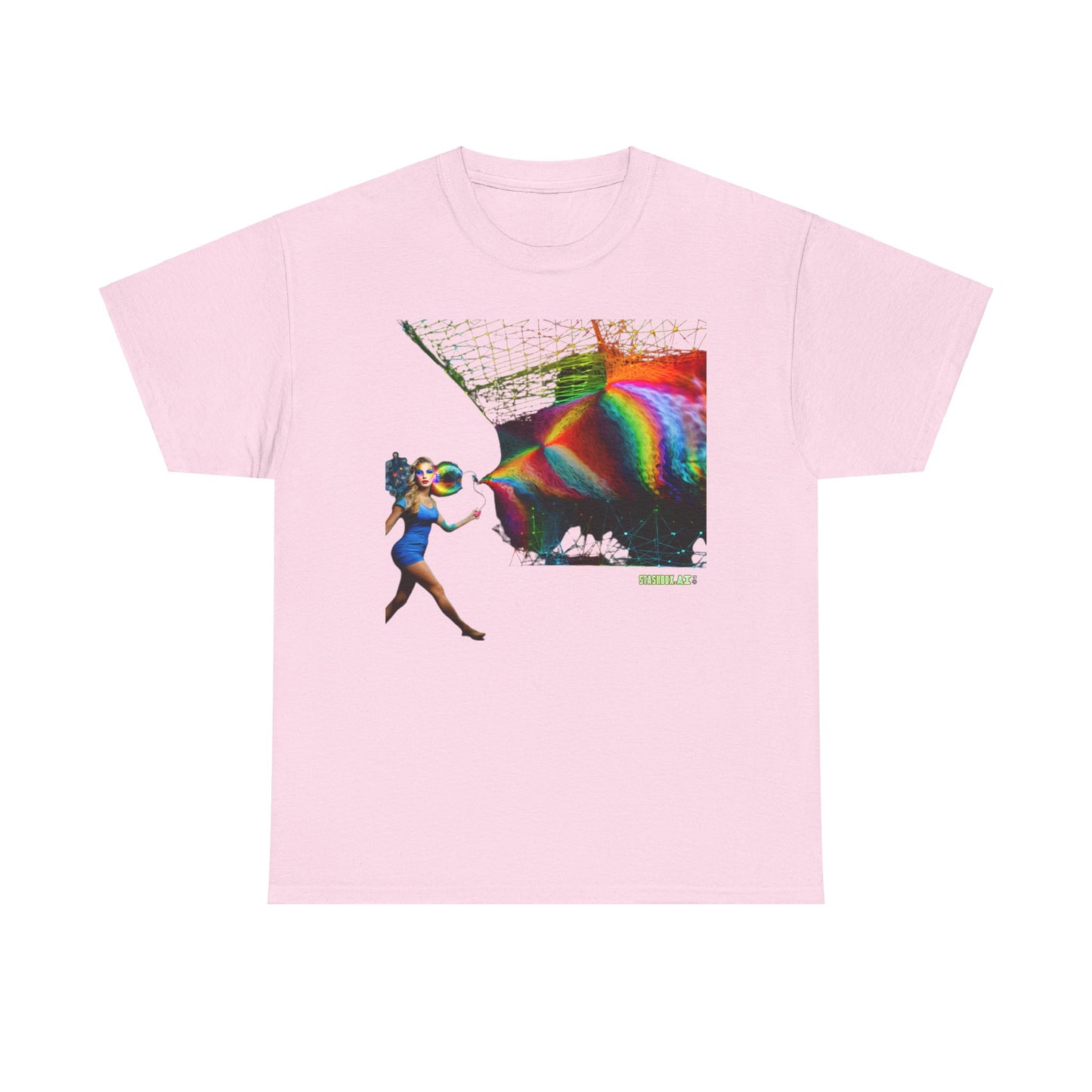 Unisex Heavy Cotton T-Shirt  Beautiful Woman Rainbow Ink Drawn 007