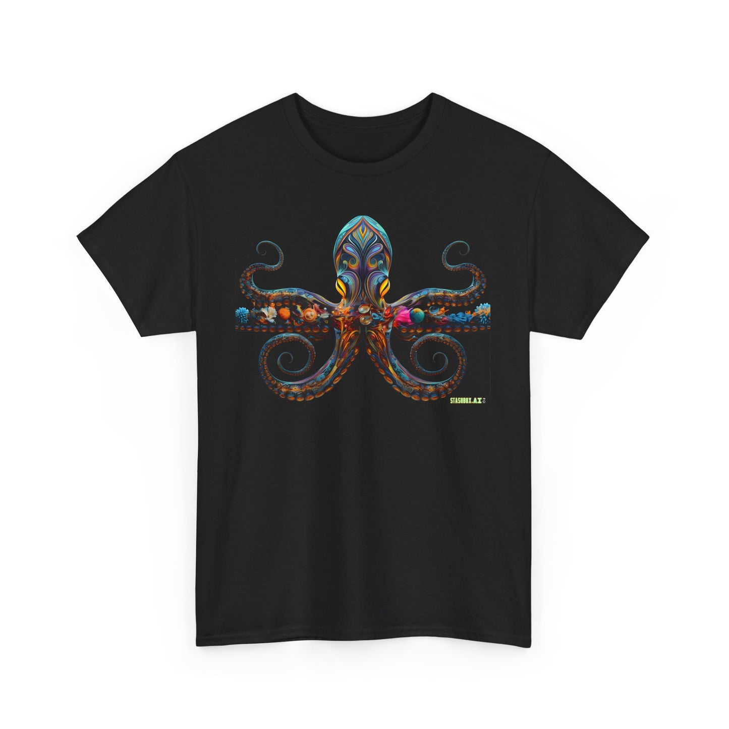 Unisex Heavy Cotton Tee Animal Squid Psychedelic 002