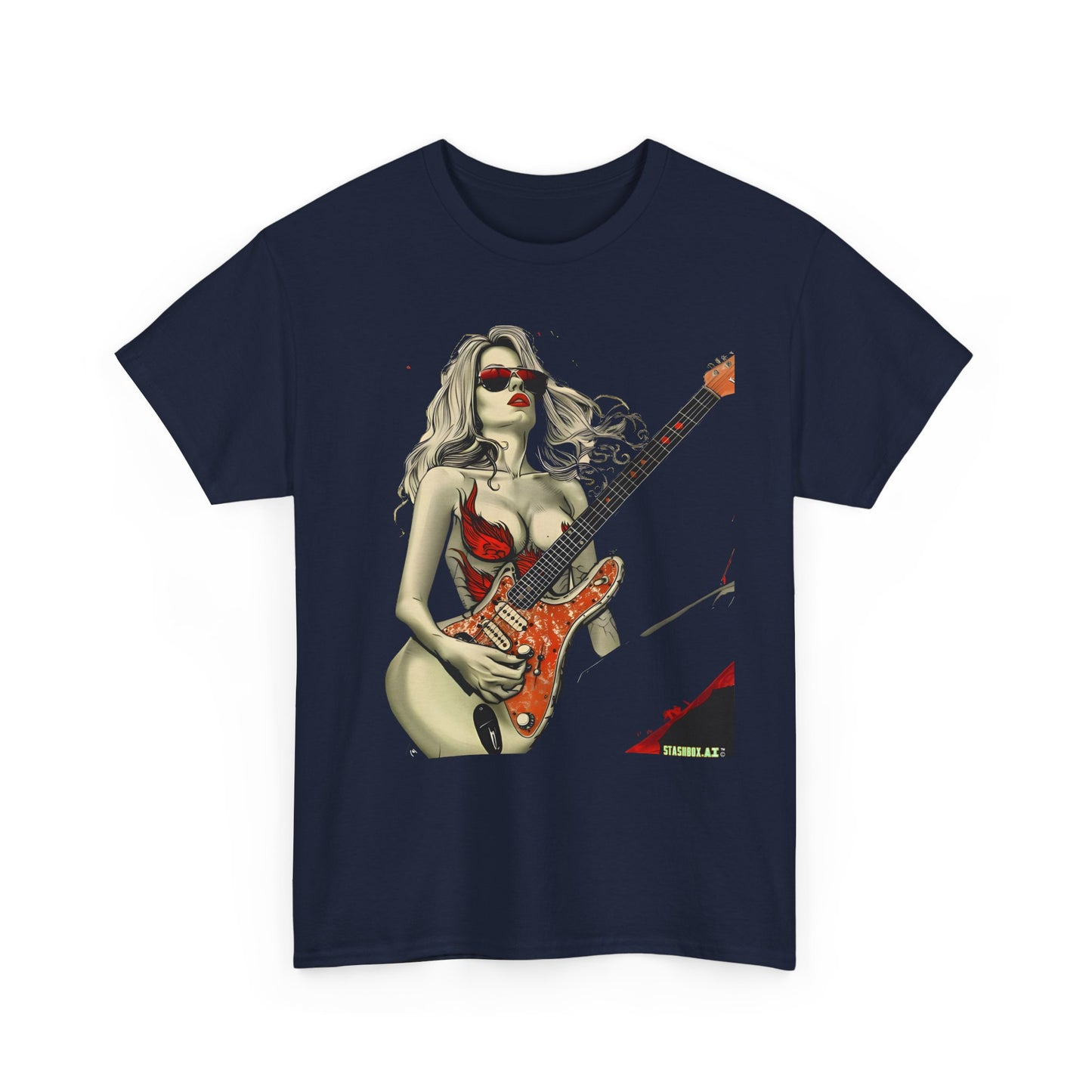 Unisex Heavy Cotton T-Shirt  Girl Guitarist Rocking 004