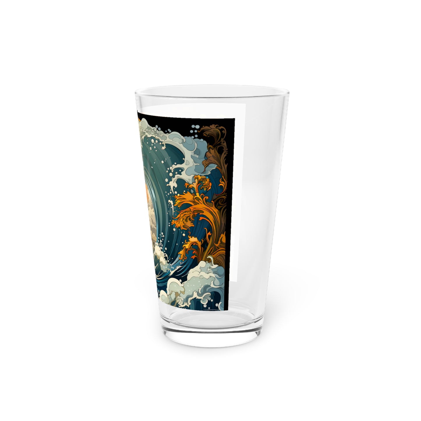 Pint Glass, 16oz Tarot Card Style Waves 032