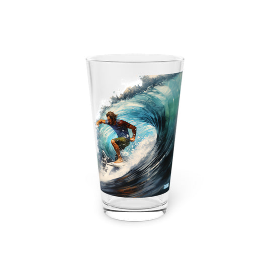Pint Glass, 16oz Wave Statue 2-in-1 Design Waves 049a 049b