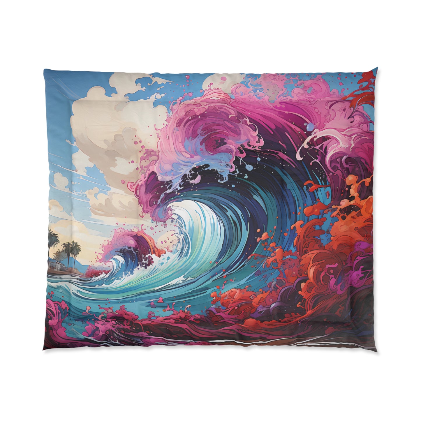 Experience the Psychedelic Serenity: Waves Design #003 Comforter. Sleep in style, exclusively at Stashbox.ai.