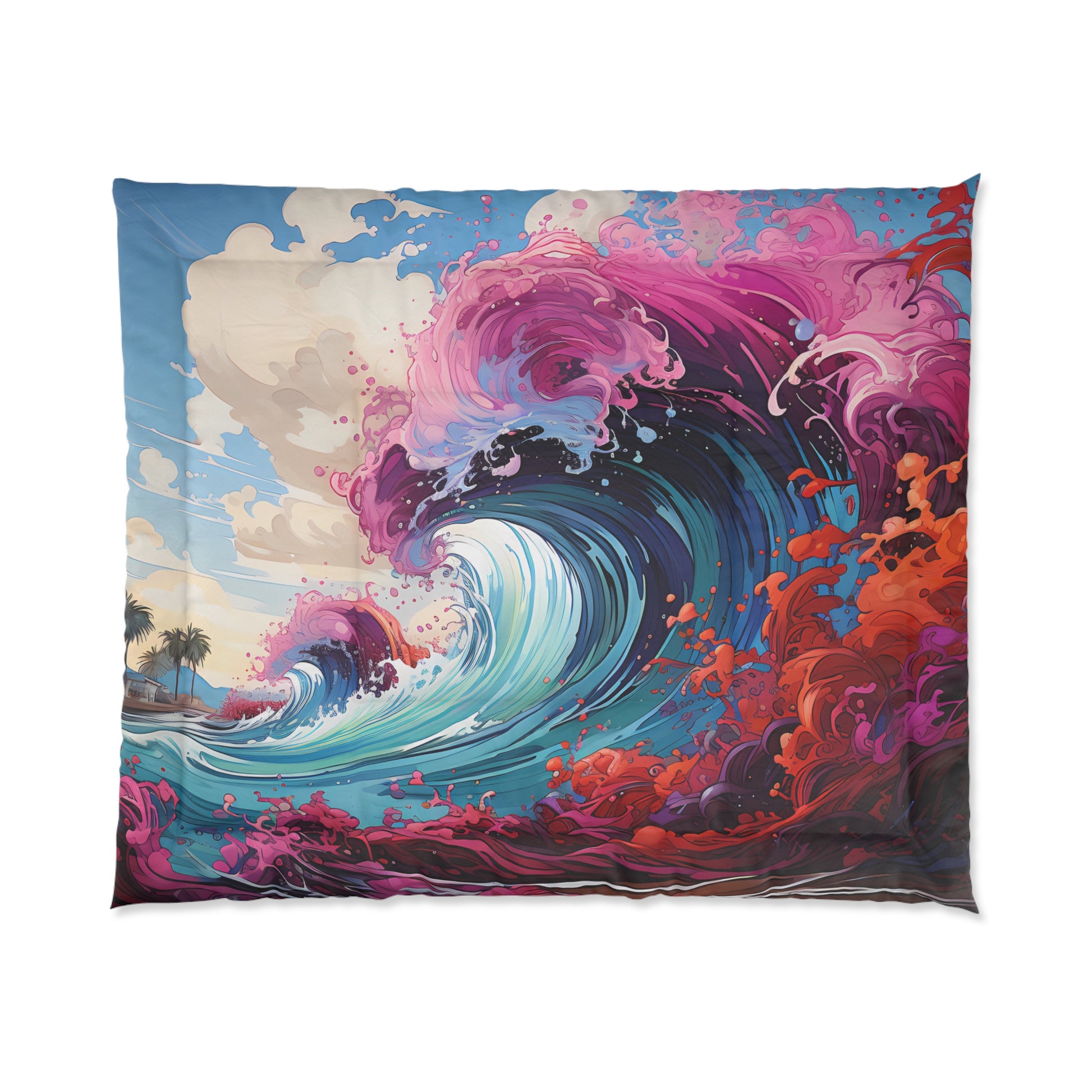 Experience the Psychedelic Serenity: Waves Design #003 Comforter. Sleep in style, exclusively at Stashbox.ai.