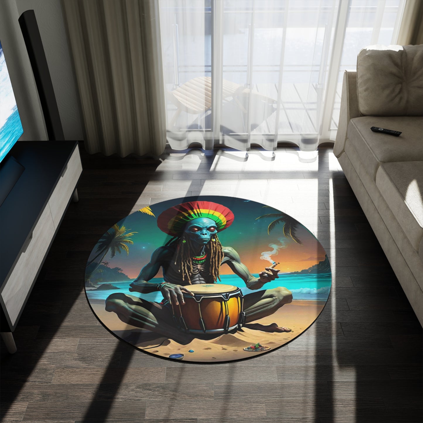 Round Rug Rasta Alien