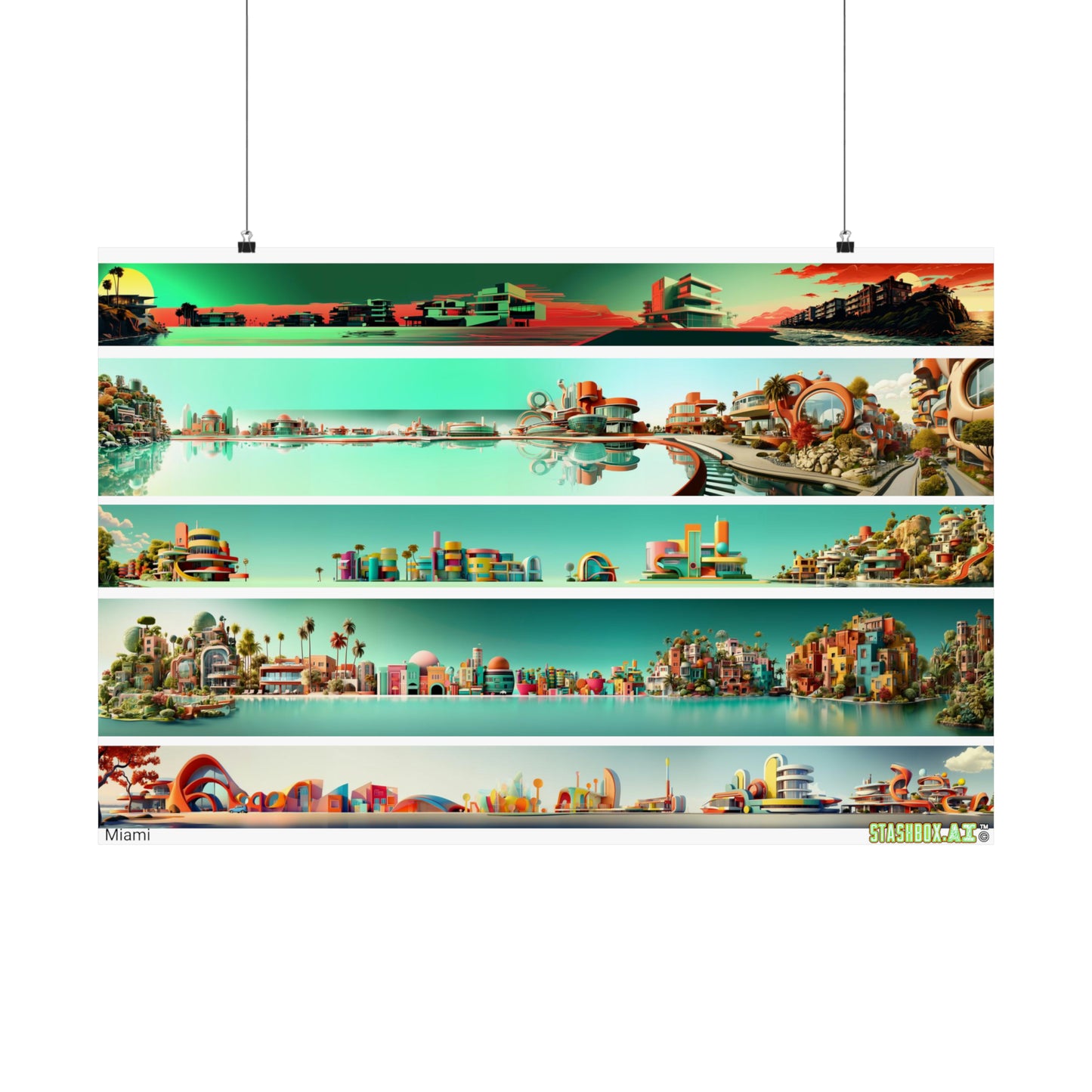 Matte Horizontal Poster Miami Architecture 5-in-1 Design 002