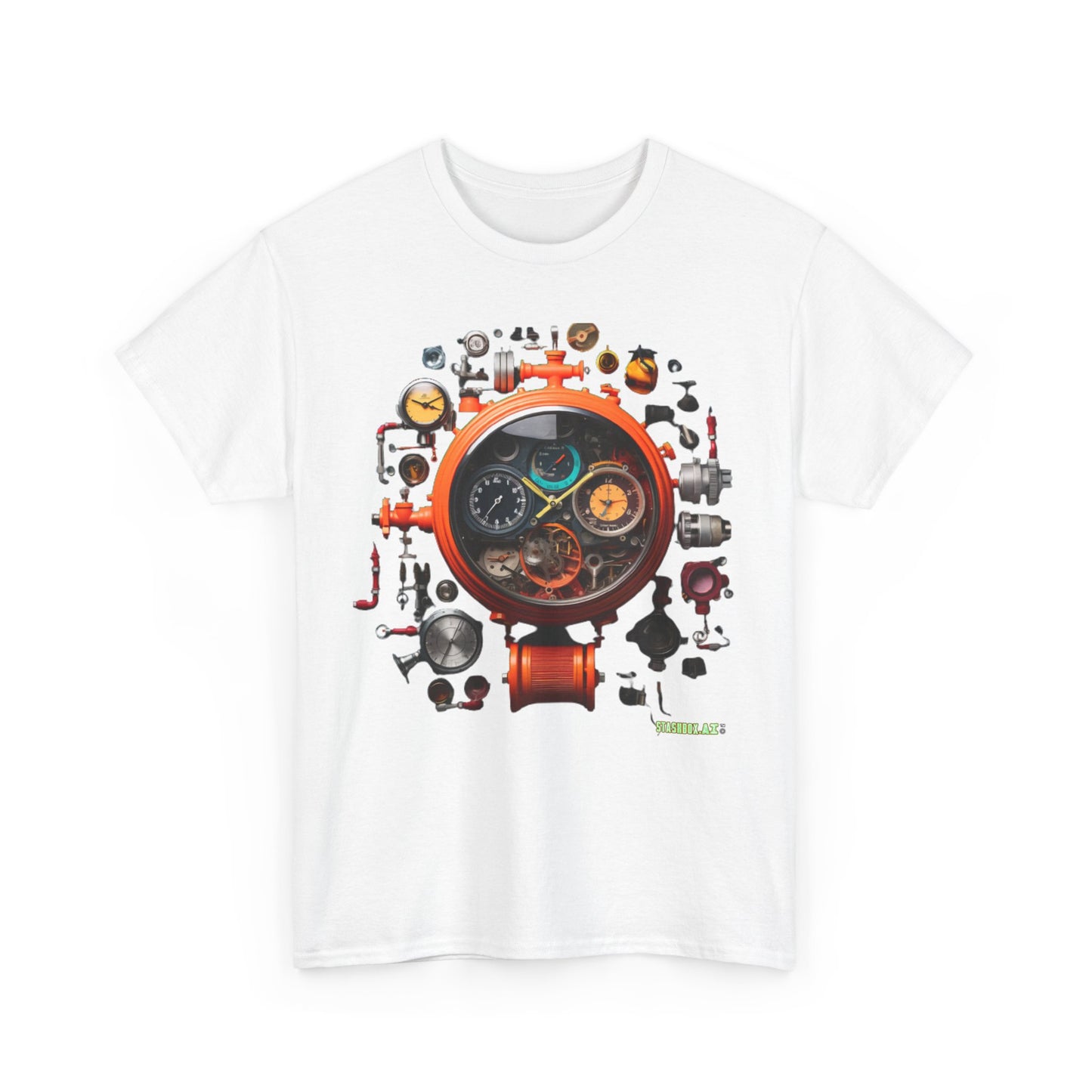 Unisex Heavy Cotton Tee Watch Gauges Knolling Art Style #010