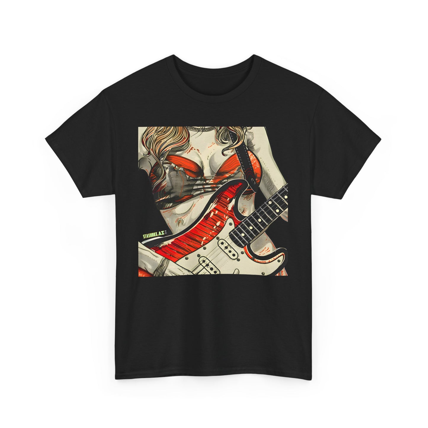 Unisex Heavy Cotton T-Shirt  Girl Guitarist Rocking 011