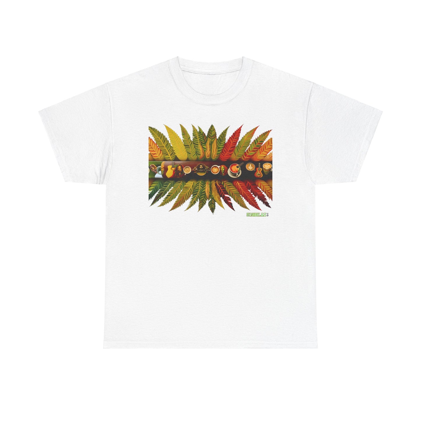 Unisex Adult Size Heavy Cotton Tshirt Reggae.Land Latte Art 001