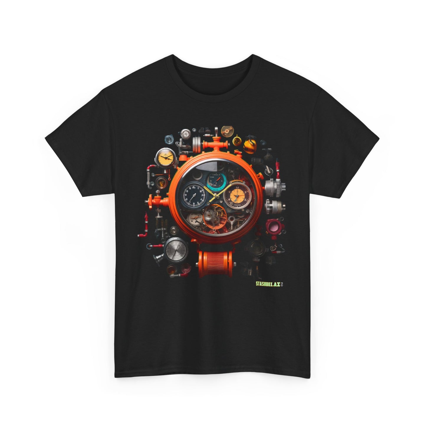 Unisex Heavy Cotton Tee Watch Gauges Knolling Art Style #010