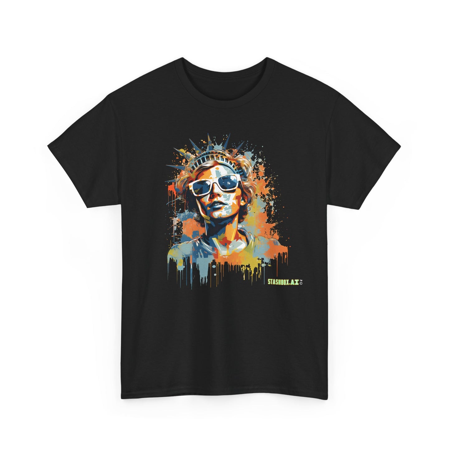 Unisex Heavy Cotton Tshirt American Iconic Elegance New York 011