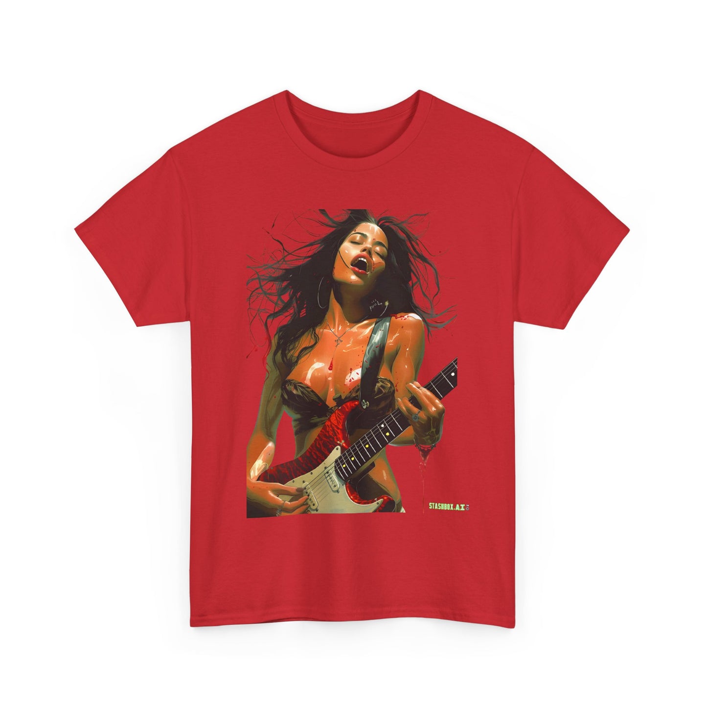 Unisex Heavy Cotton T-Shirt  Girl Guitarist Rocking 014