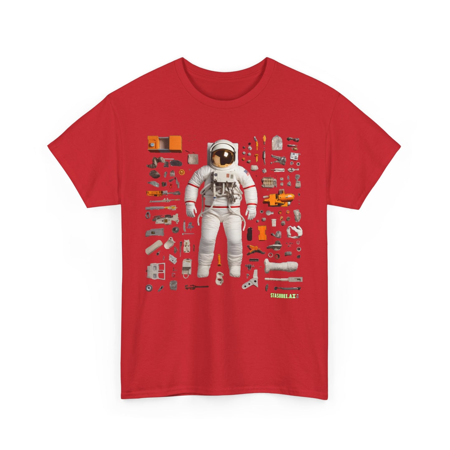 Unisex Adult Size Heavy Cotton TShirt Astronaut Knolling 003