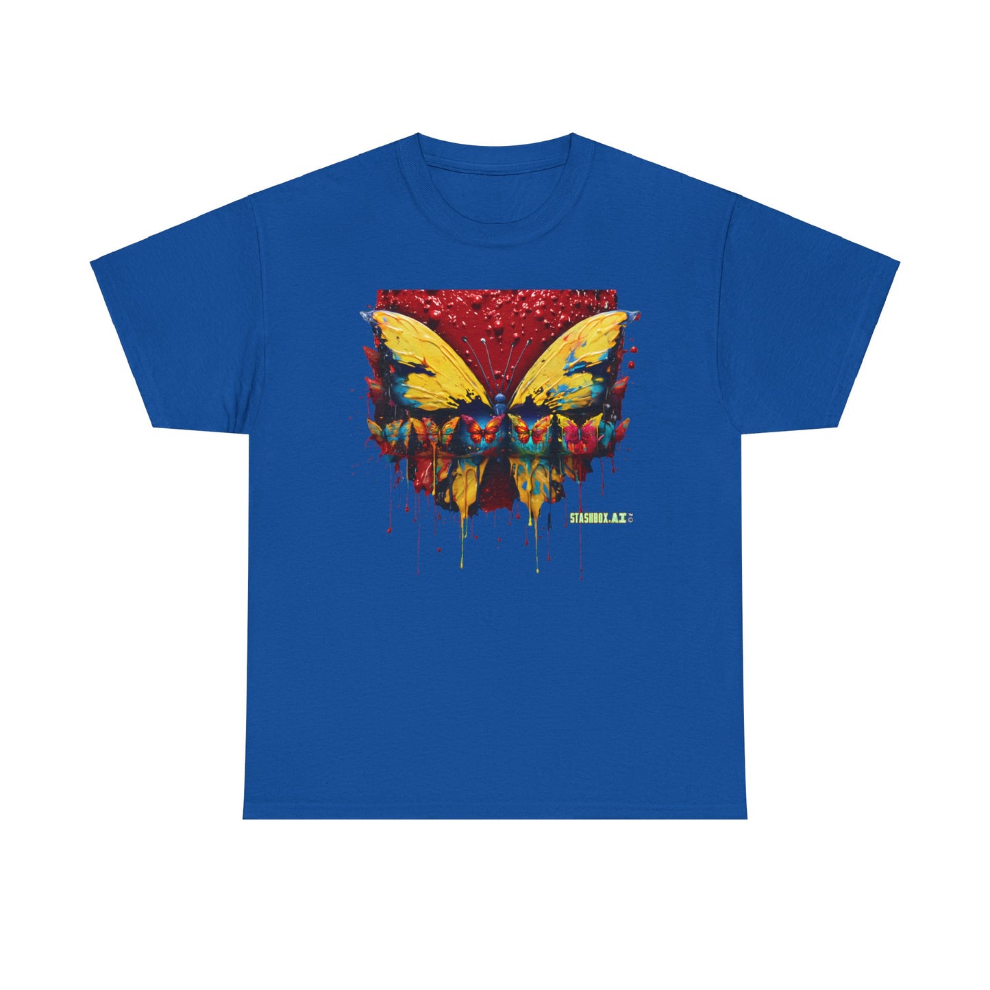 Unisex Heavy Cotton Tee Pop Surrealism Butterfly Design 010