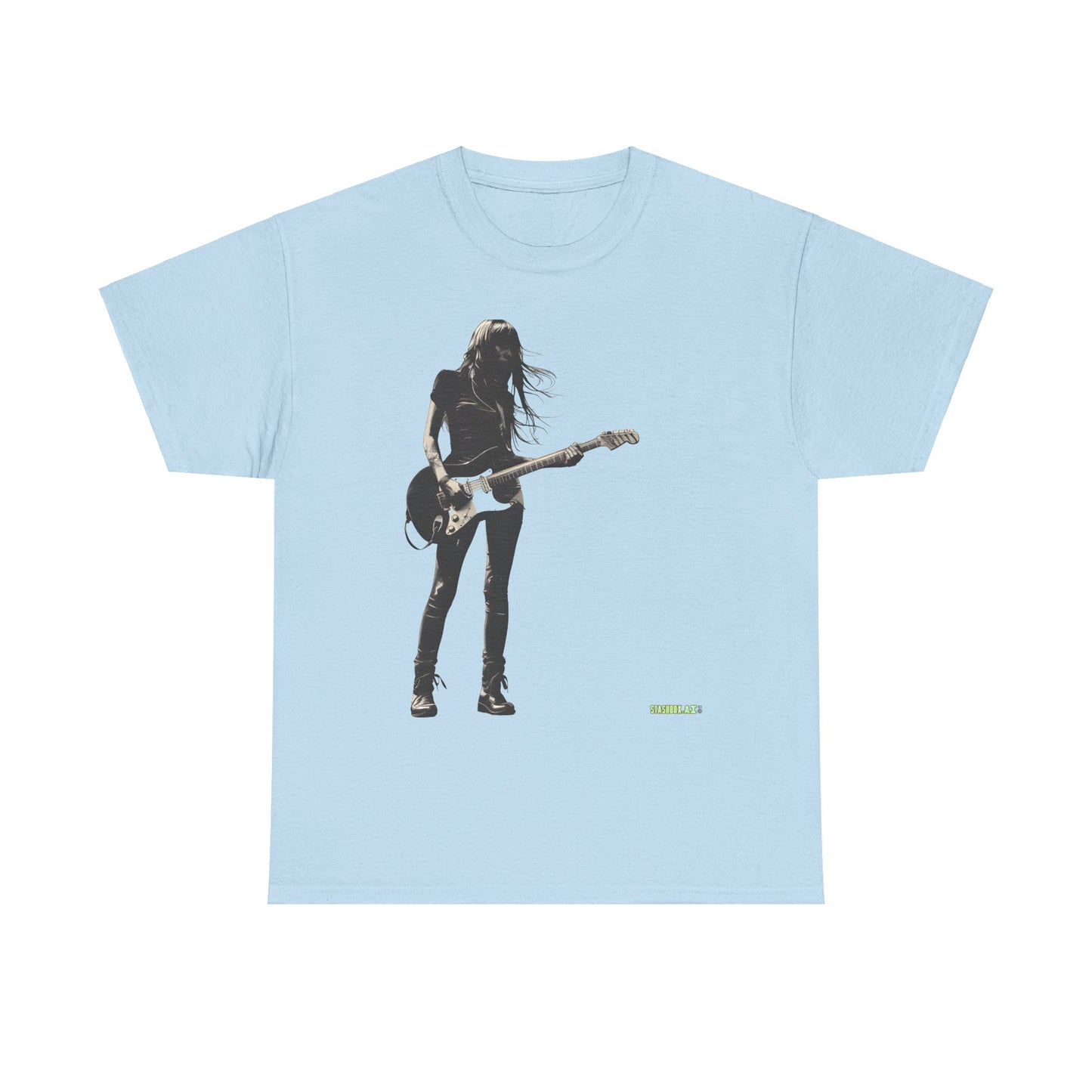 Unisex Heavy Cotton T-Shirt  Girl Guitarist Rocking 007