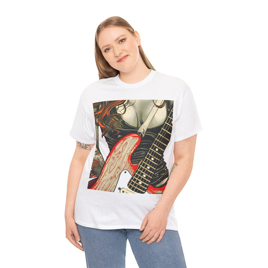Unisex Heavy Cotton T-Shirt  Girl Guitarist Rocking 010