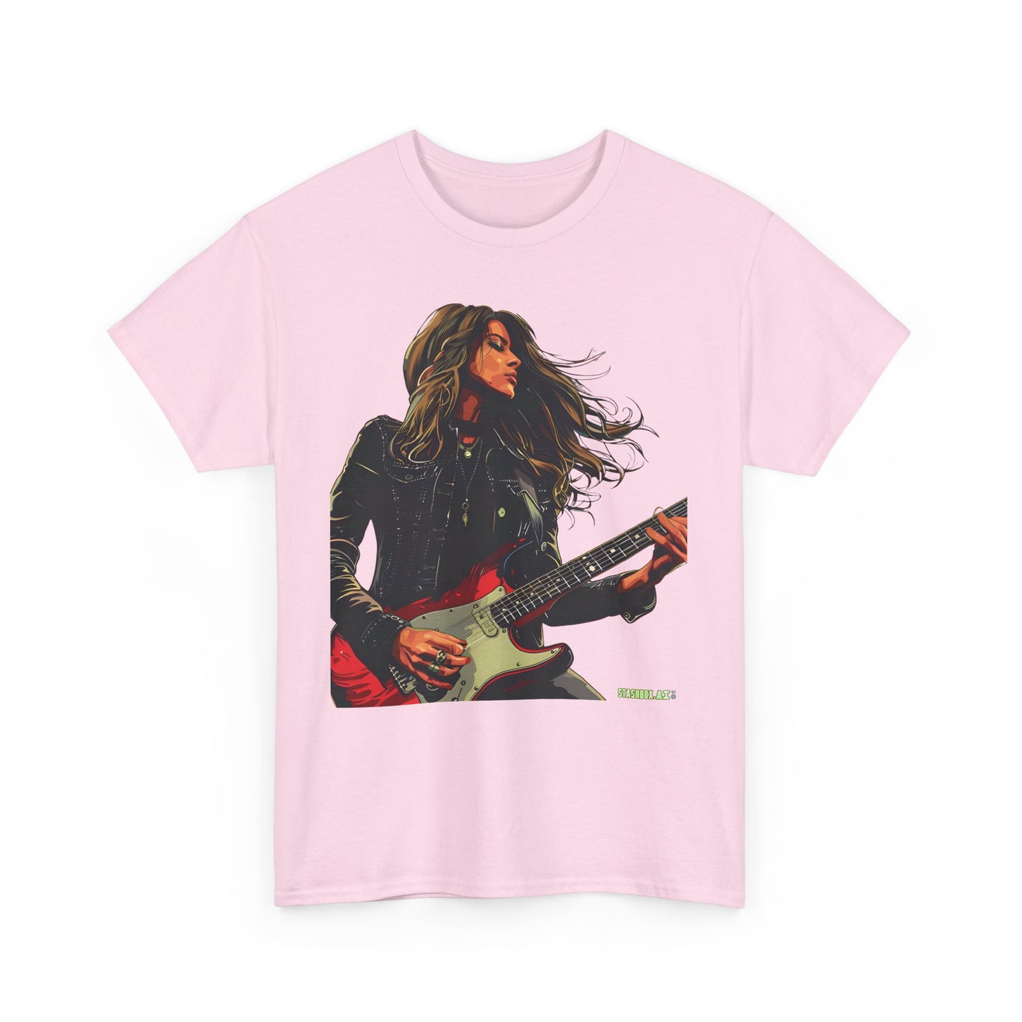 Unisex Heavy Cotton T-Shirt  Girl Guitarist Rocking 006