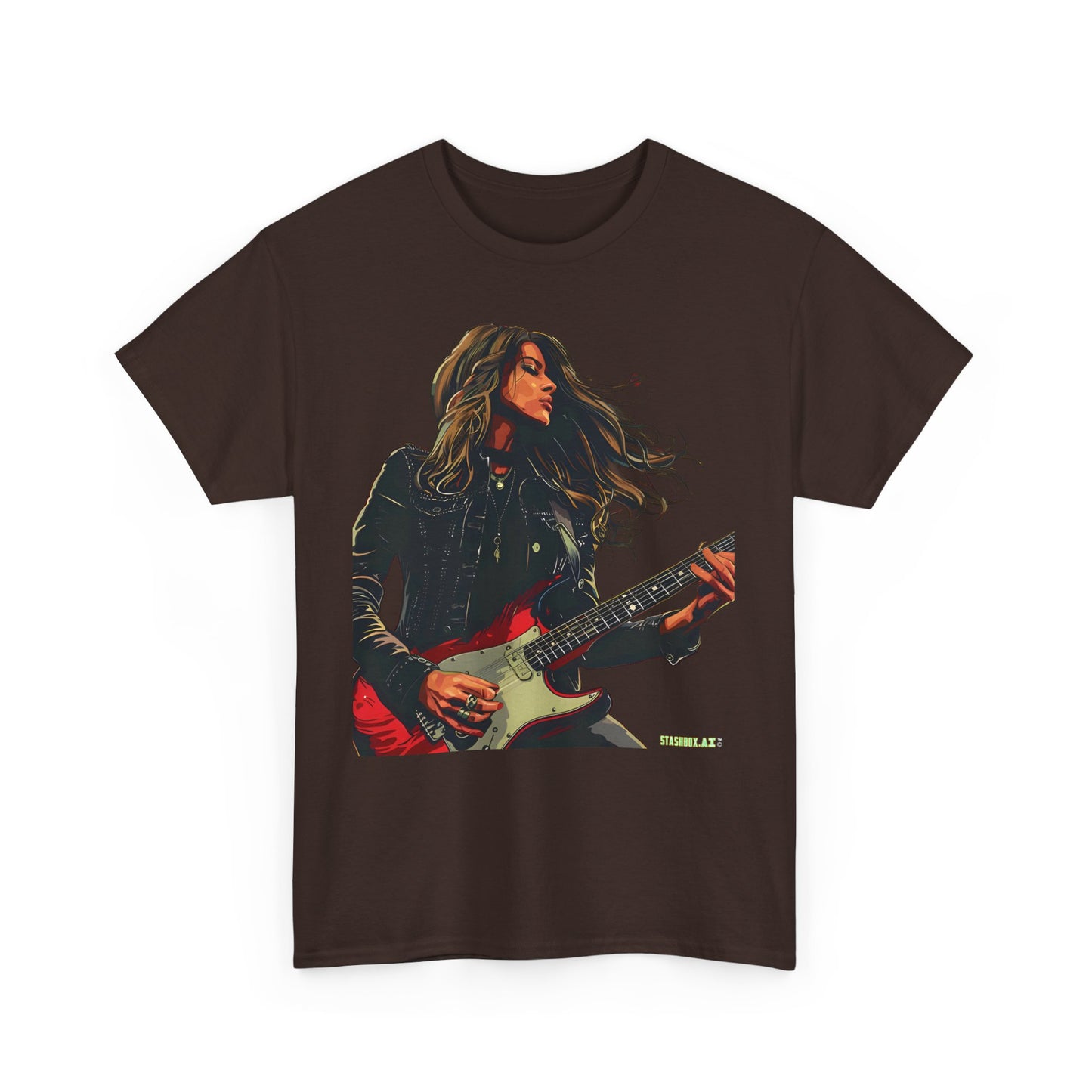 Unisex Heavy Cotton T-Shirt  Girl Guitarist Rocking 006