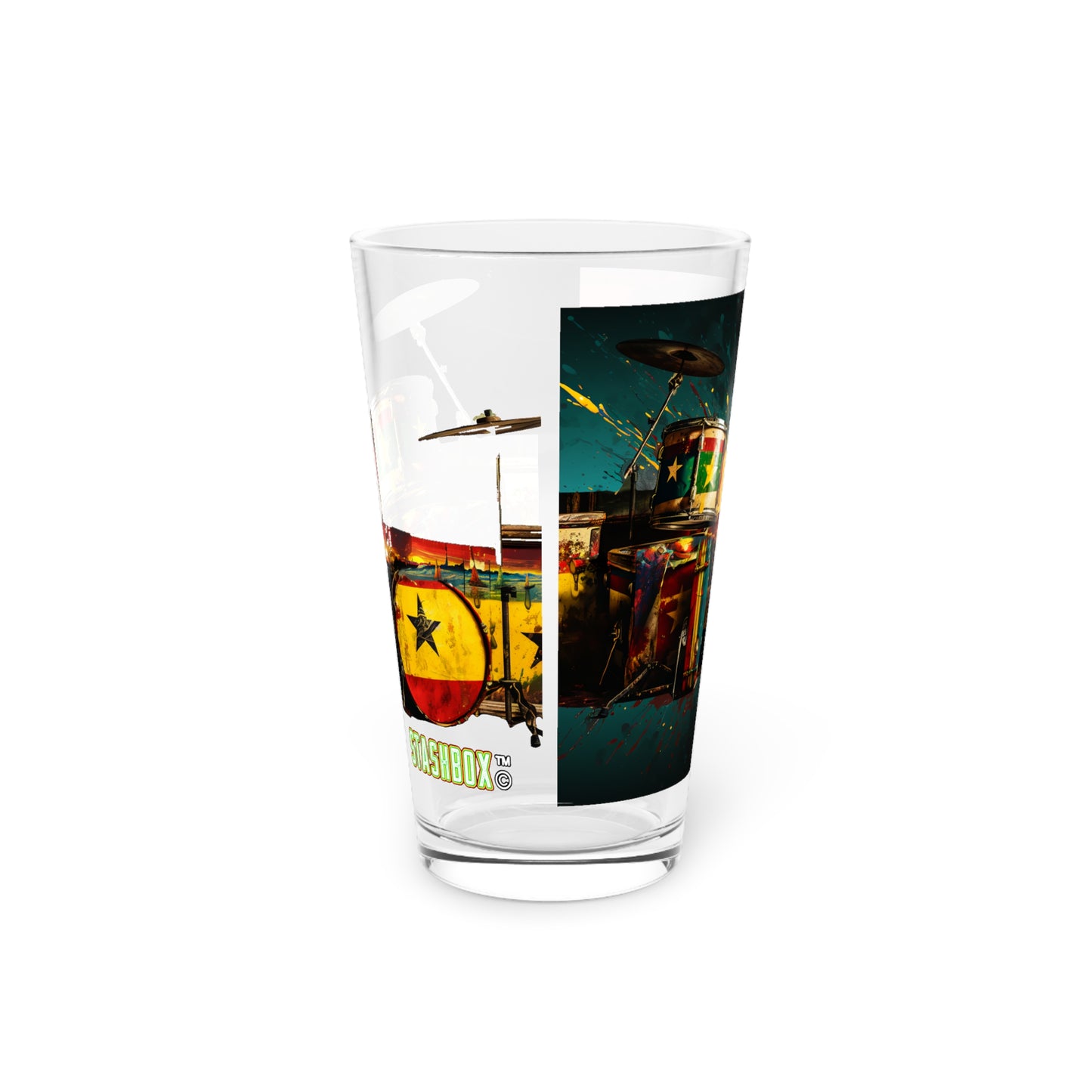 Artsy Star Design Drumkit Pint Glass, 16oz - Music Design #005