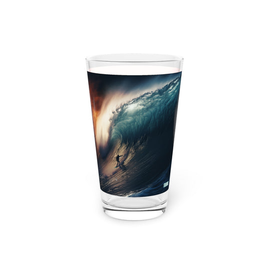 Pint Glass, 16oz Surfing Huge Wave 2-in-1 Design 048a 048b