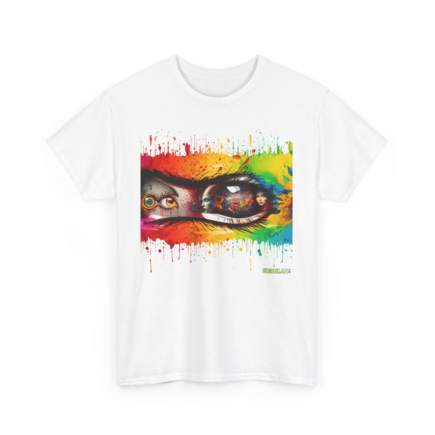 Unisex Heavy Cotton TShirt Psychedelic Eyes Design 008