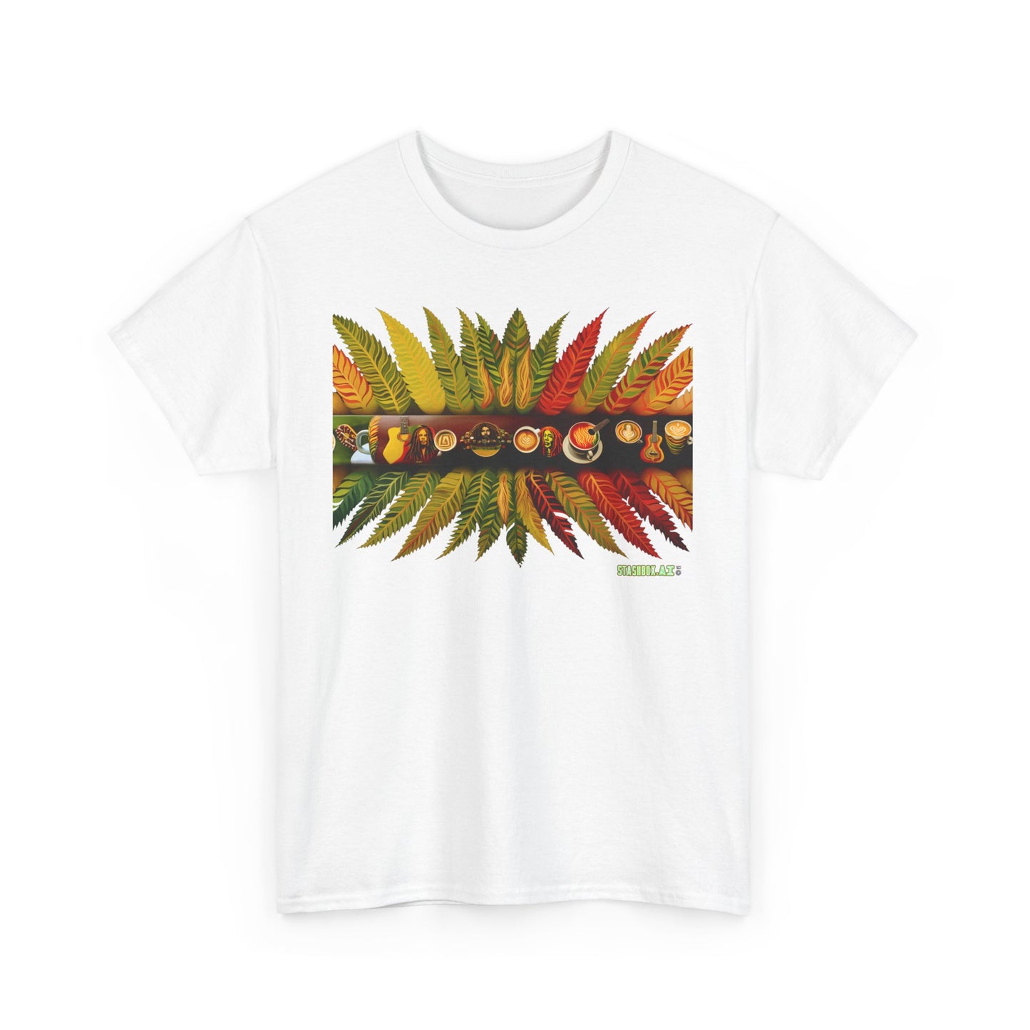 Unisex Adult Size Heavy Cotton Tshirt Reggae.Land Latte Art 001