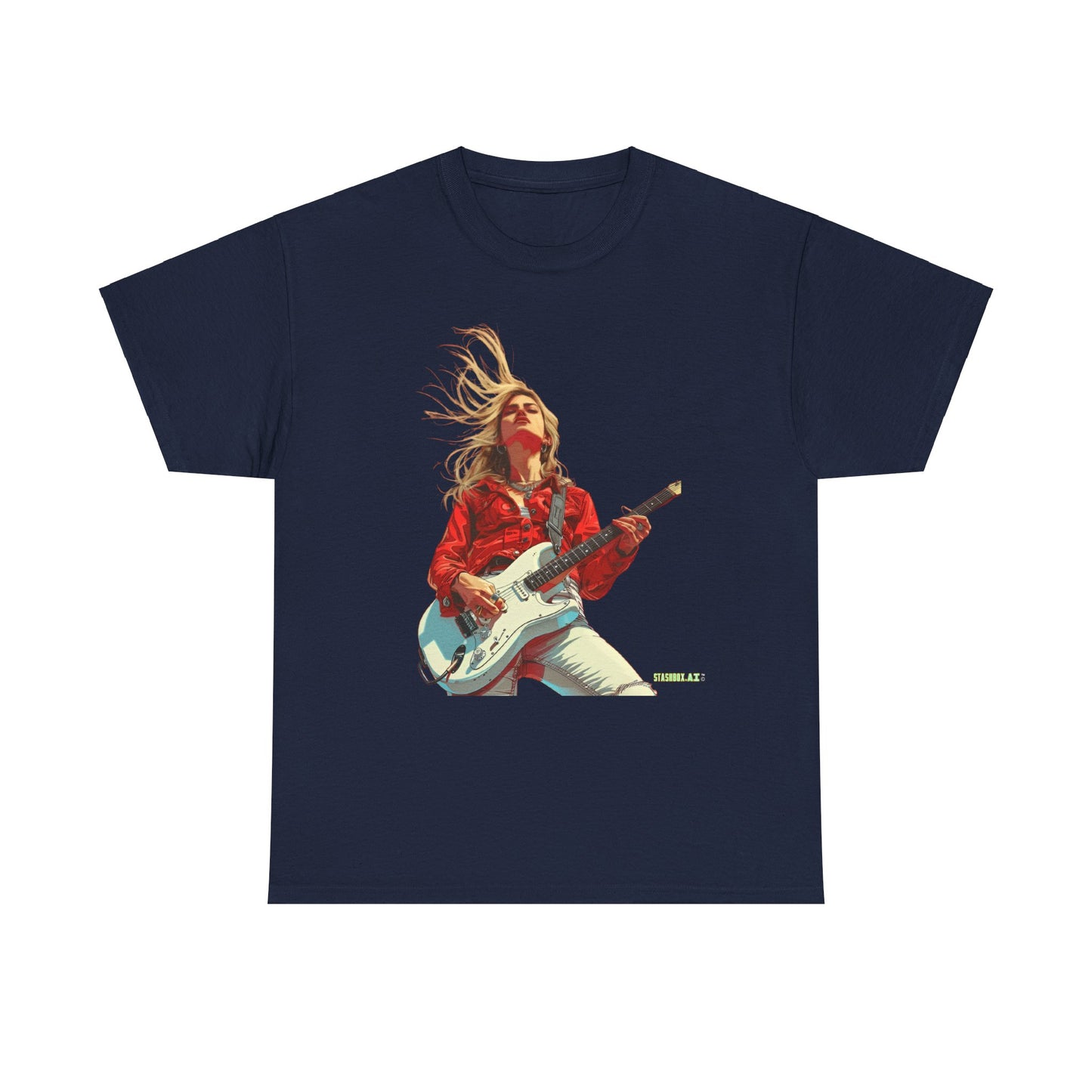 Unisex Heavy Cotton T-Shirt  Girl Guitarist Rocking 005