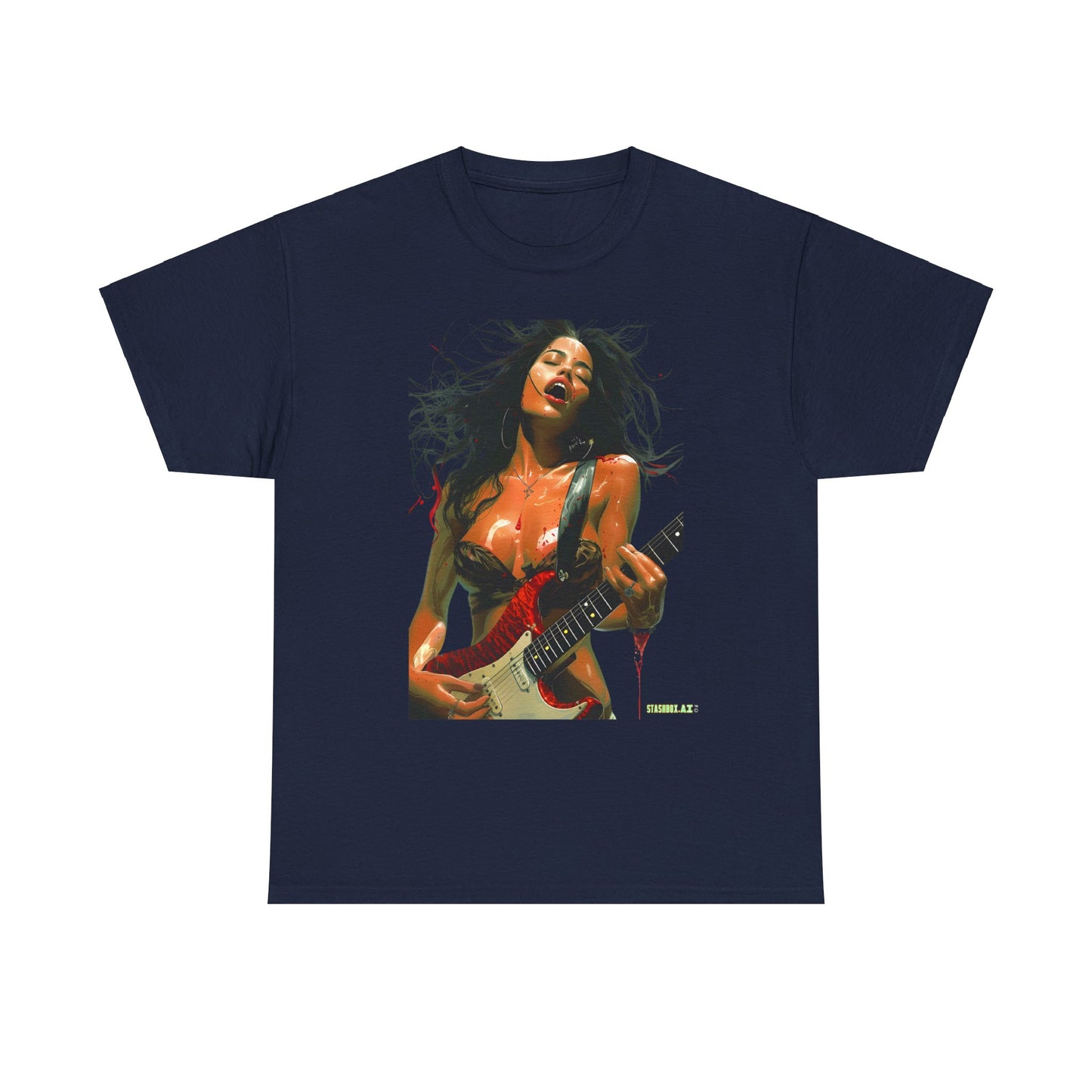 Unisex Heavy Cotton T-Shirt  Girl Guitarist Rocking 014