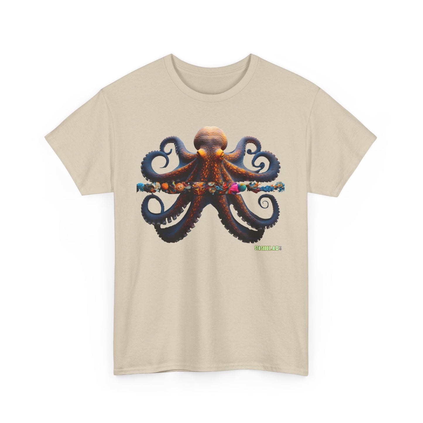 Unisex Heavy Cotton Tee Animal Octopus 001