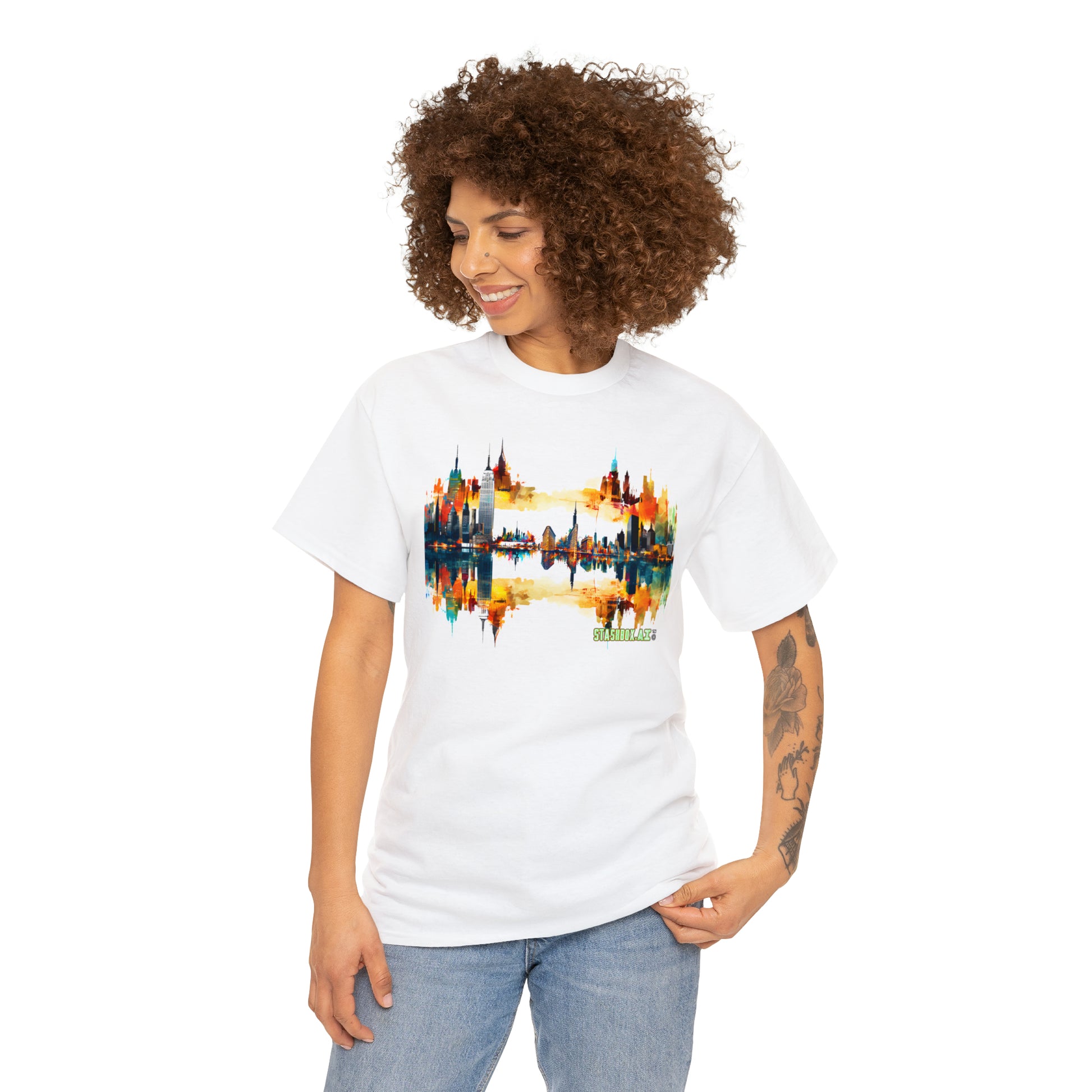 Explore New York Skyline Water Color Vibes Tee - Stashbox New York Design