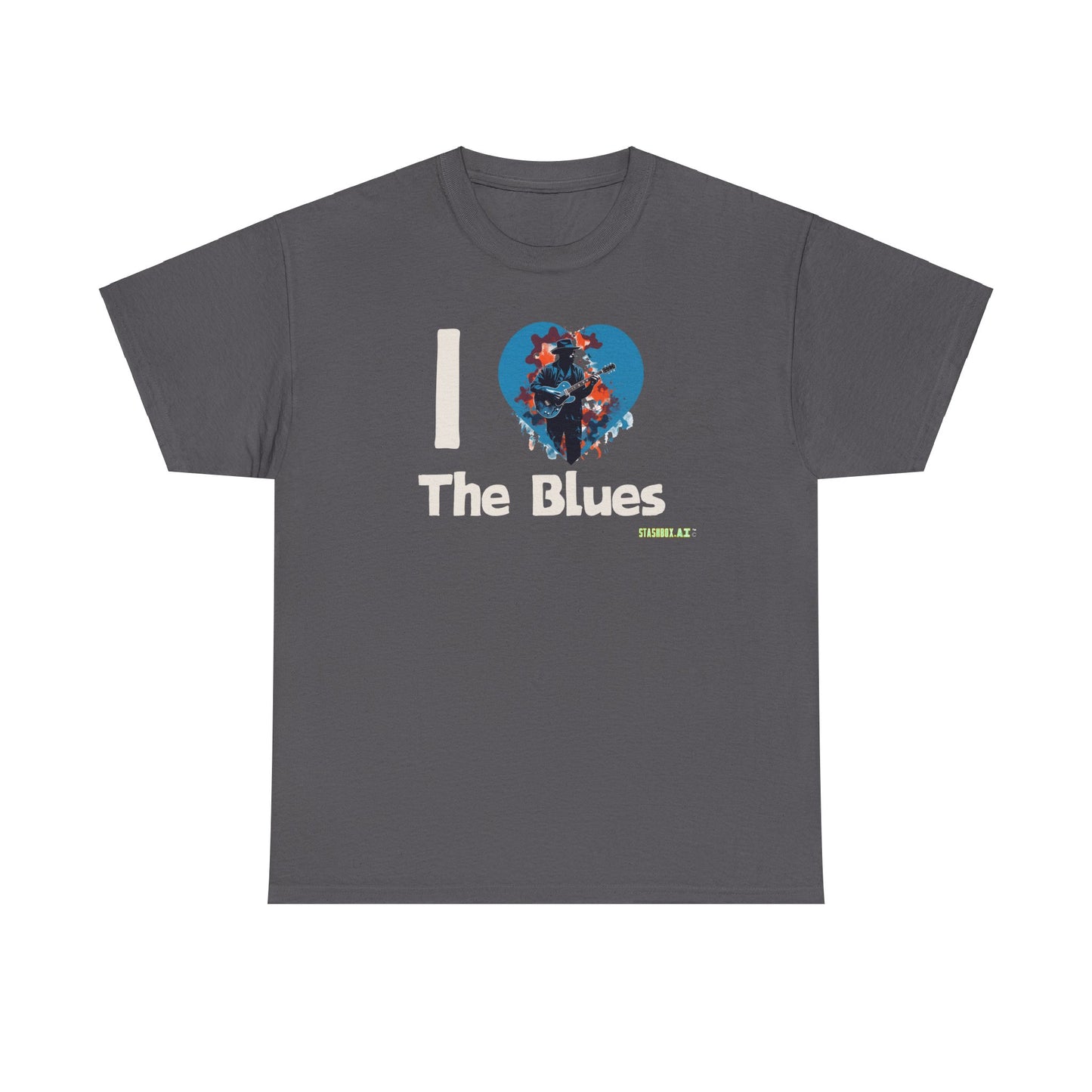 Unisex Heavy Cotton Tshirt I Heart The Blues 002