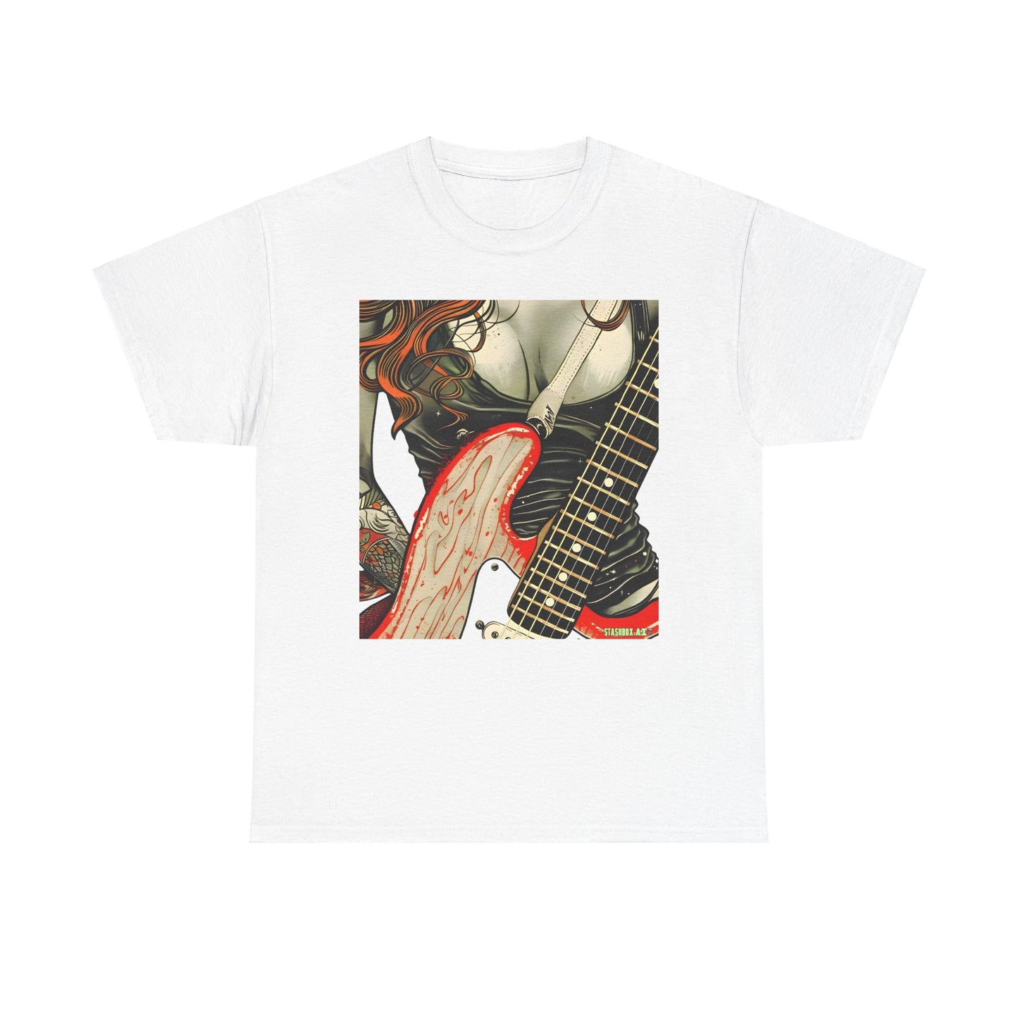 Unisex Heavy Cotton T-Shirt  Girl Guitarist Rocking 010