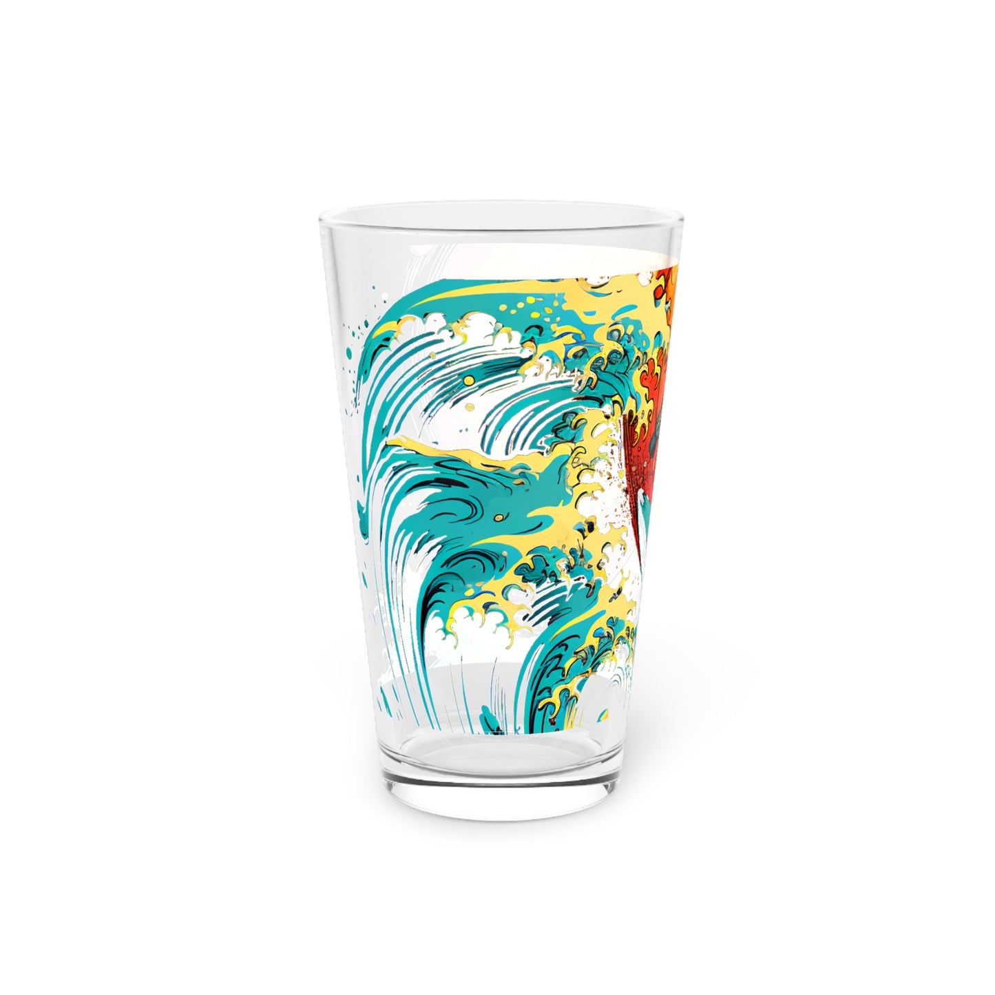 Explore the cosmic waves with our Surfing Astronaut Space Wave Pint Glass, 16oz. Waves Design #067 blends space exploration and surfing excitement in every sip.