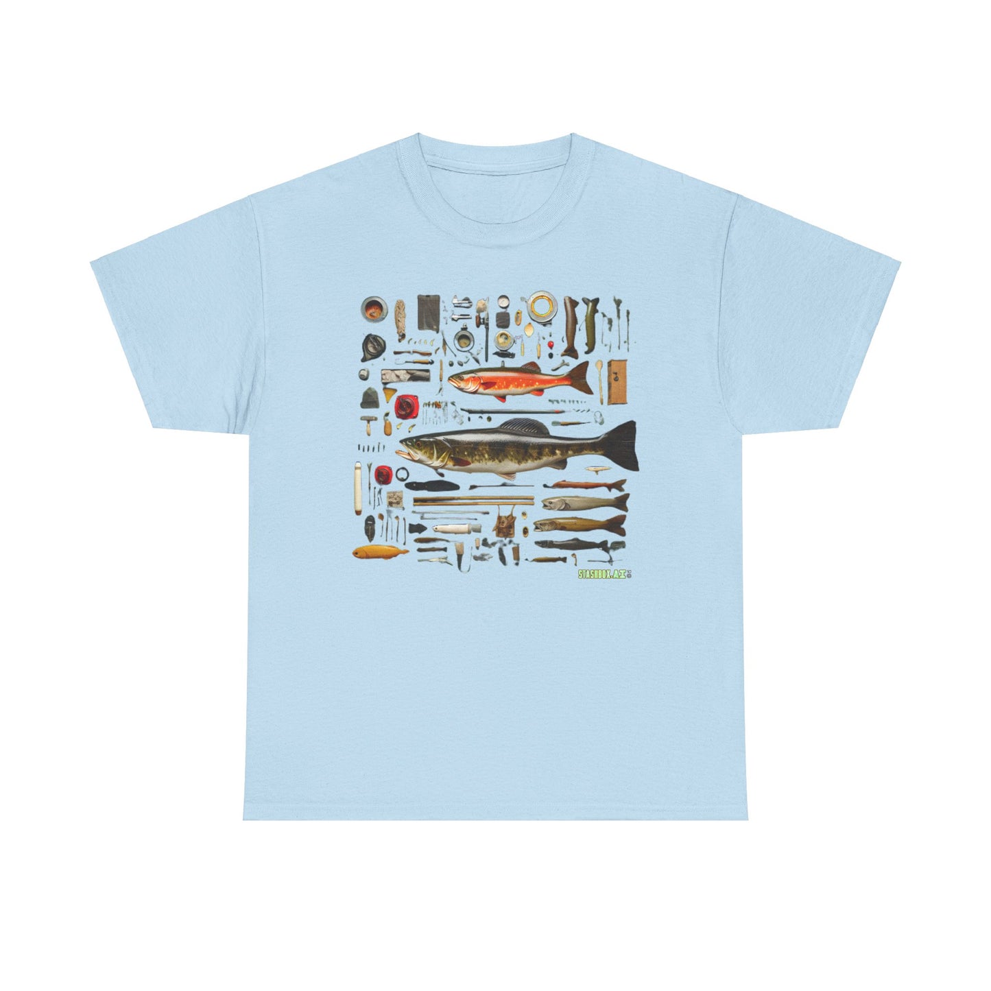 T-Shirt Heavy Cotton Unisex - Fishing for Fishermen Knolling Abstract Art 006