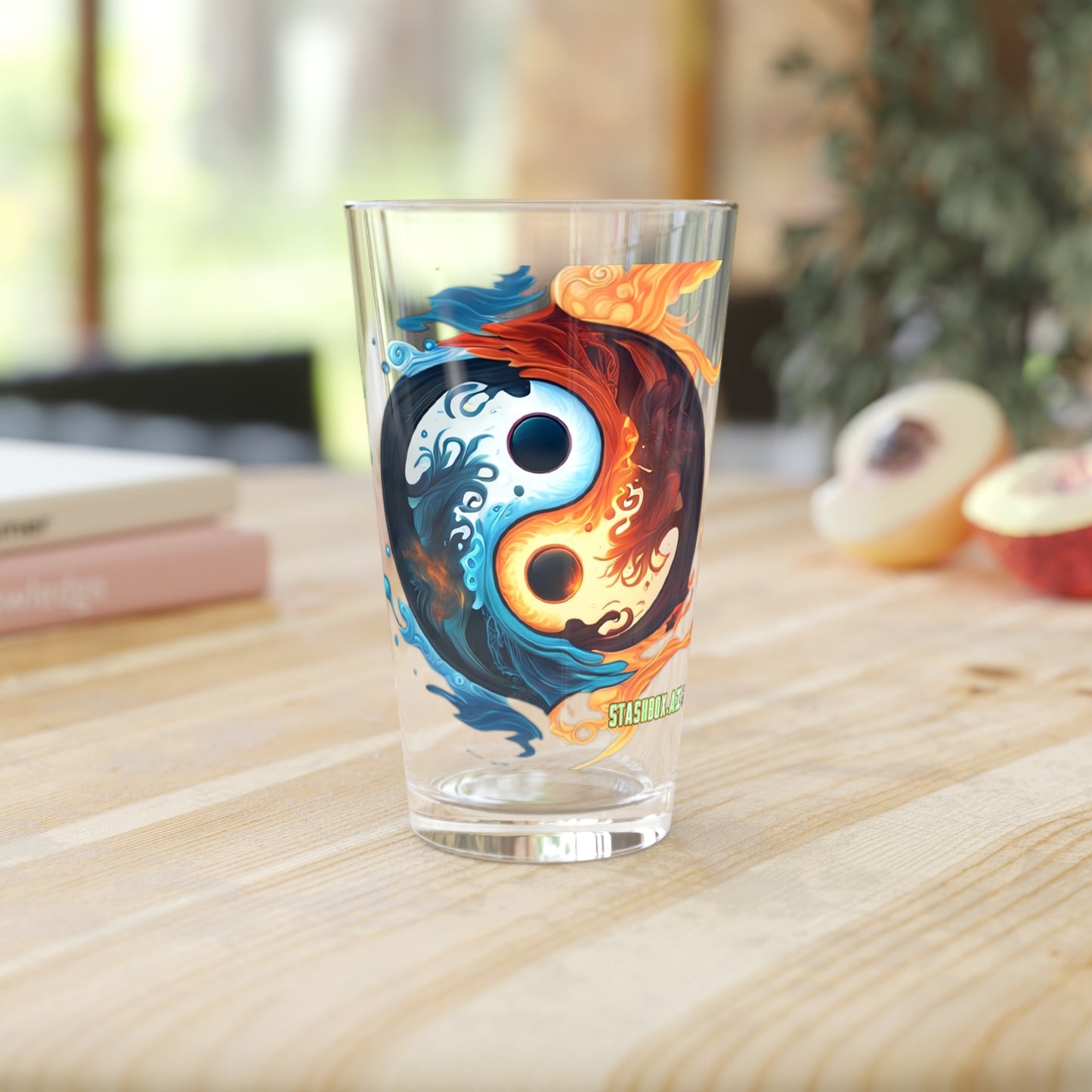 Ying Yang Pint Glass, 16oz Colorful by Joel Lovett #001