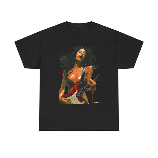 Unisex Heavy Cotton T-Shirt  Girl Guitarist Rocking 014