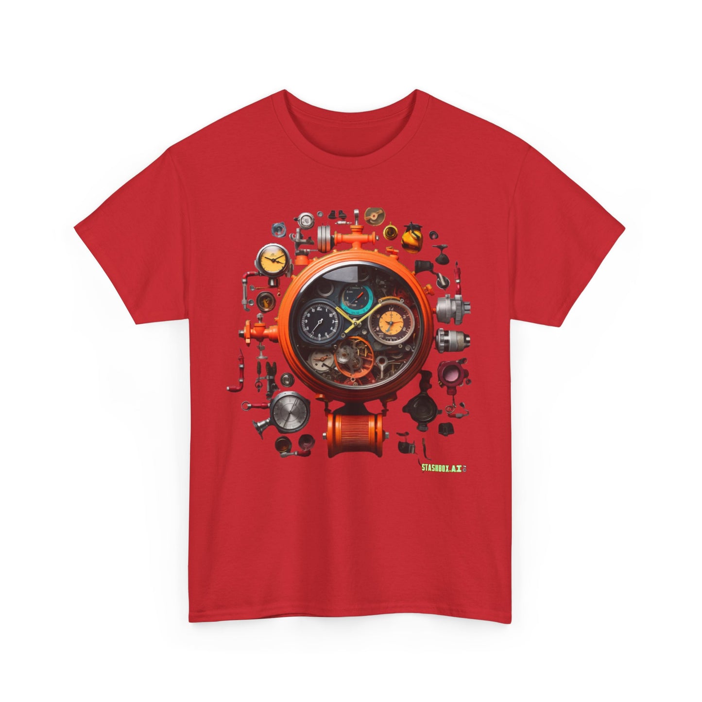 Unisex Heavy Cotton Tee Watch Gauges Knolling Art Style #010