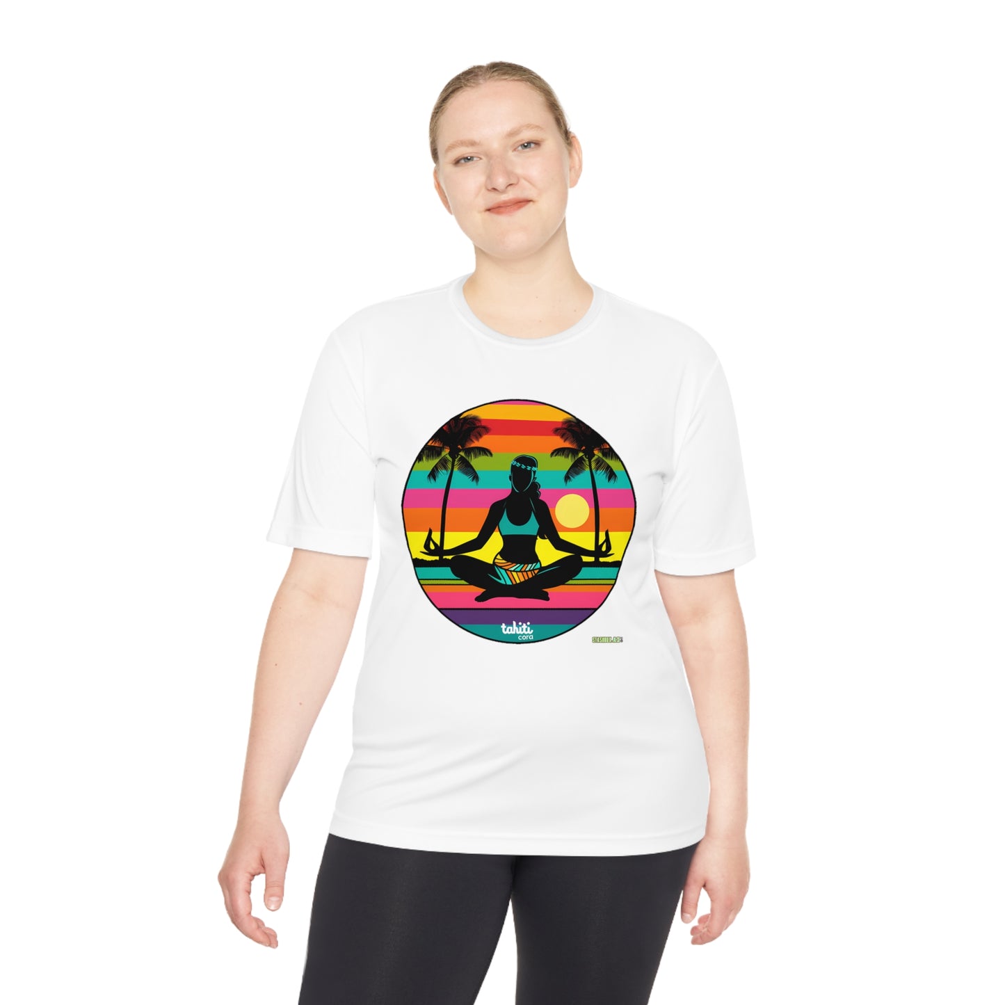 Unisex Moisture Wicking Tee Tahiti Cora Yoga Logo 004