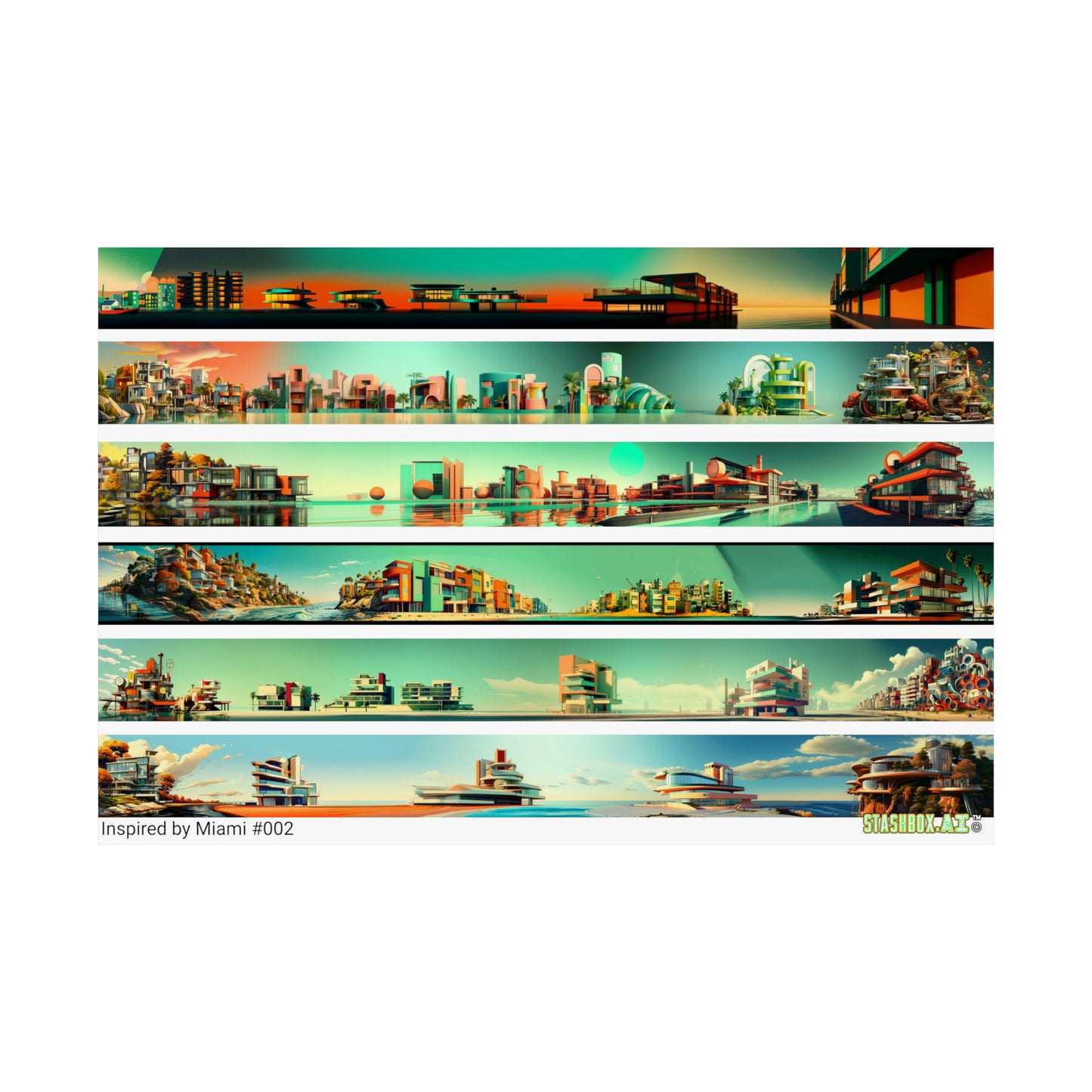 Matte Horizontal Poster Miami Architecture 6-in-1 Designs 002