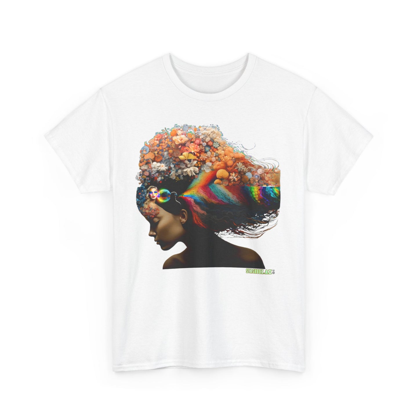 Unisex Heavy Cotton T-Shirt Rainbow Drawn Female 01