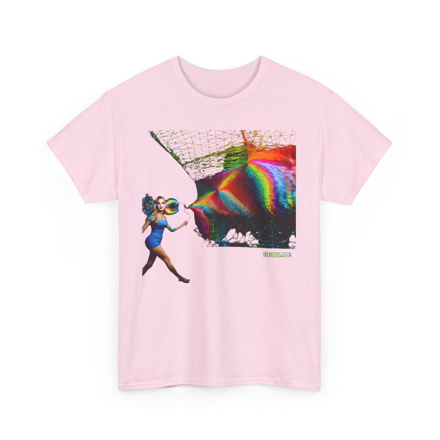 Unisex Heavy Cotton T-Shirt  Beautiful Woman Rainbow Ink Drawn 007