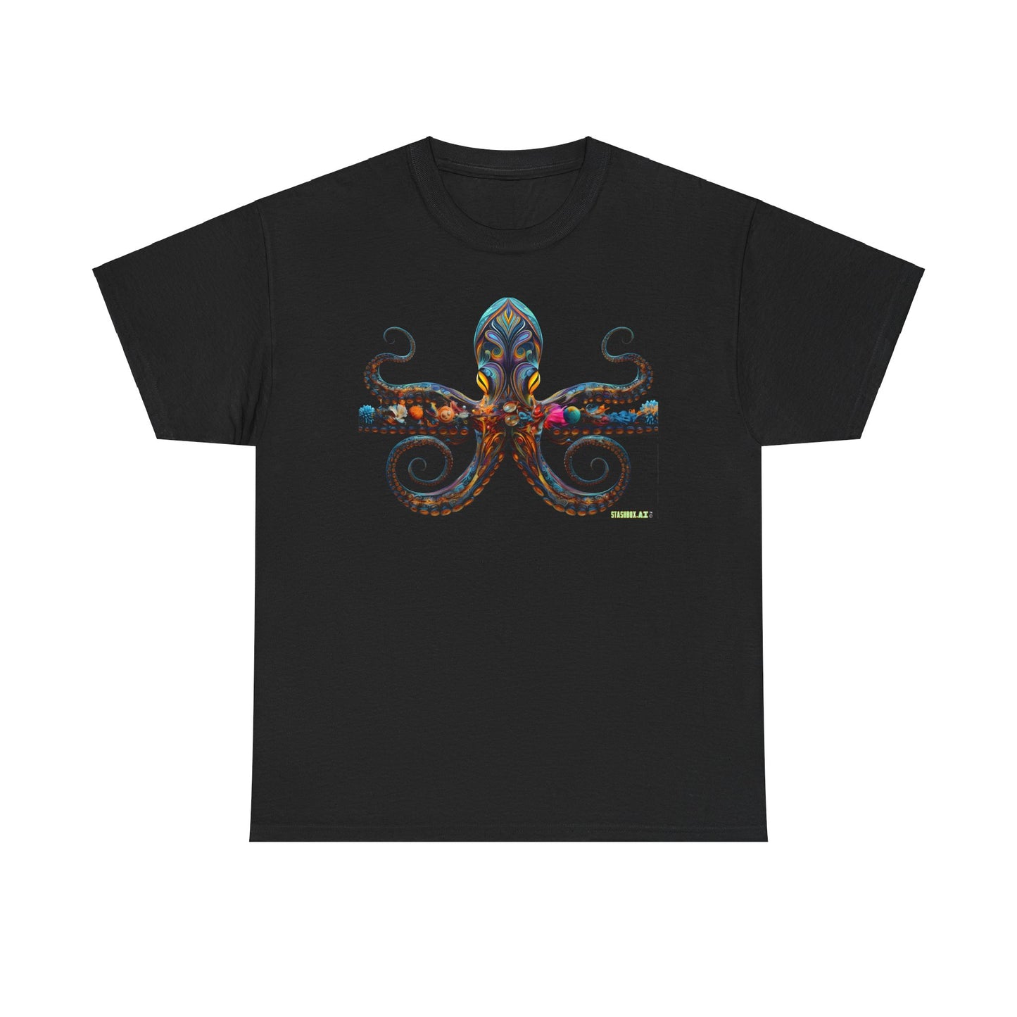 Unisex Heavy Cotton Tee Animal Squid Psychedelic 002